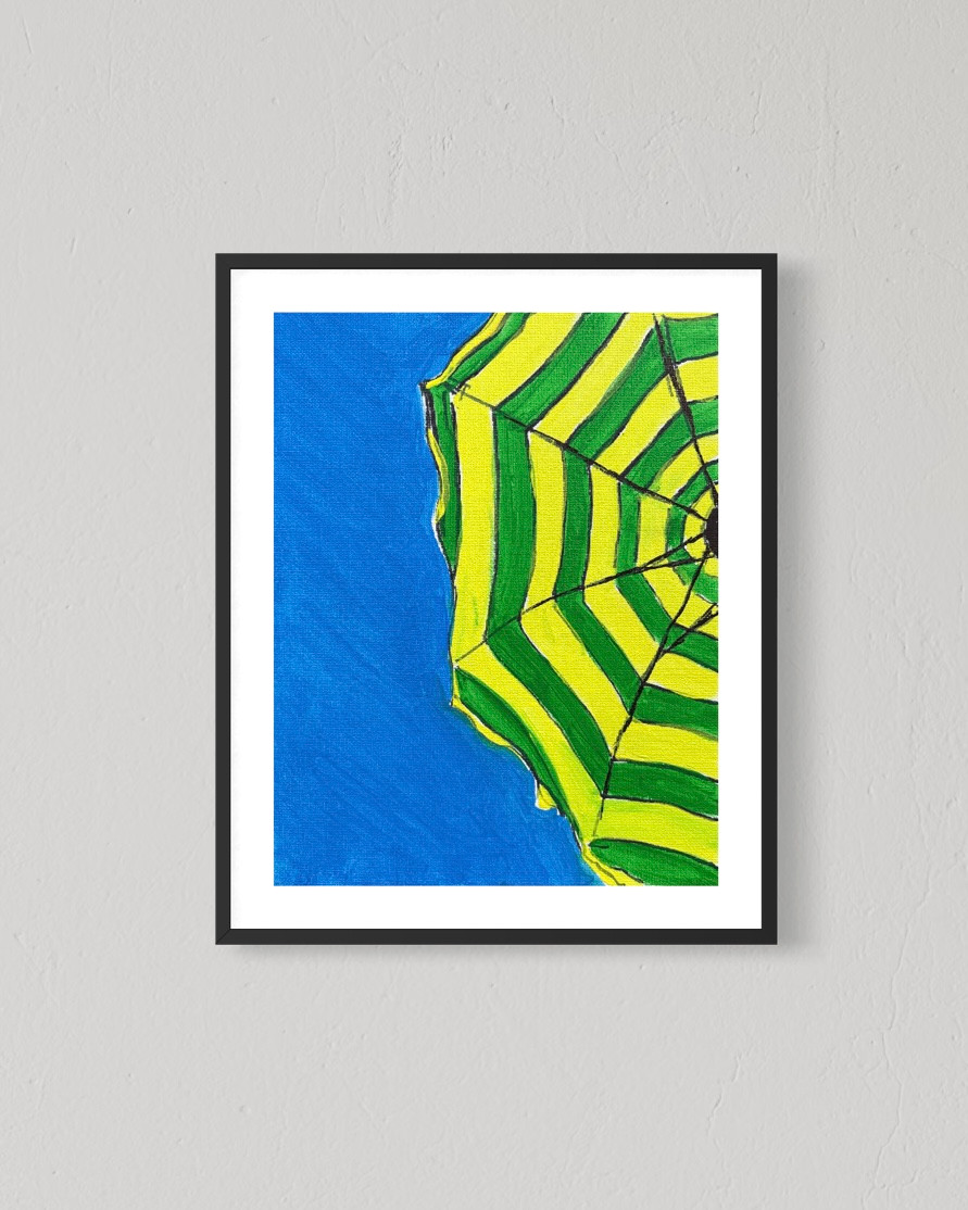 ORIGINAL Beach Umbrella 8×10 Canvas Acrylic Summer Wall Art