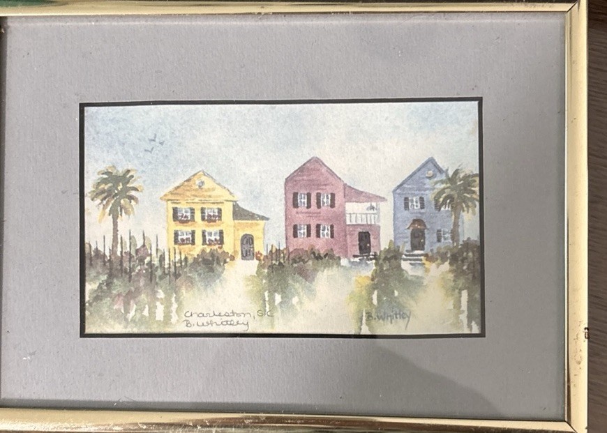 FRAMED SIGNED WATERCOLOR PRINT OF Charleston Beach Houses BY BARBARA WHITLEY