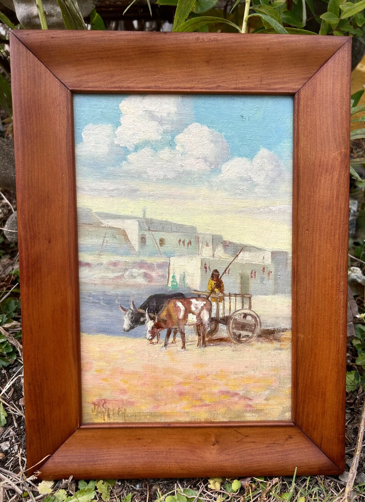 Antique Oil Painting Southwest Pueblo Indian Native American Colorado JA Speer