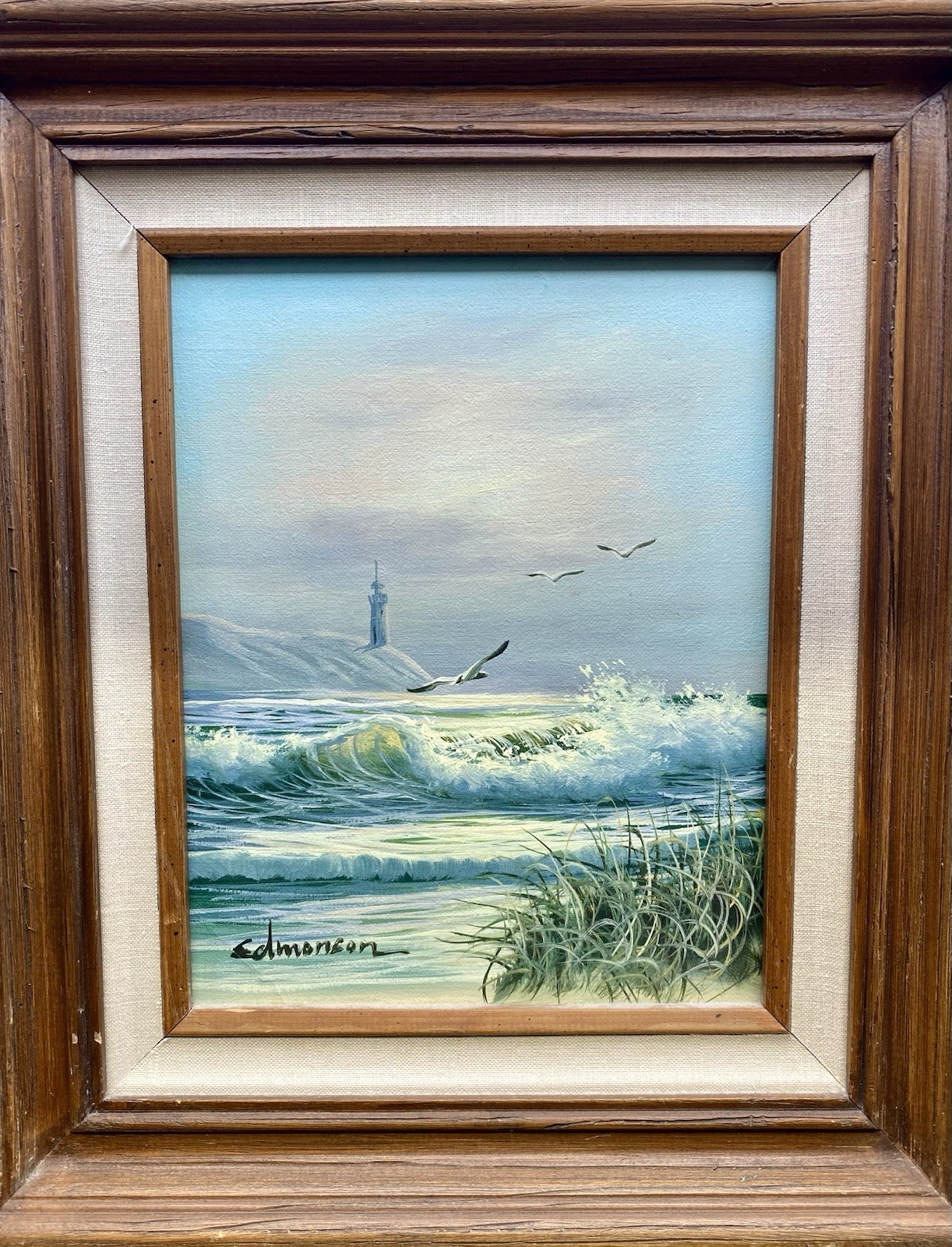 Vtg Edmonson Original “Gentle Breakers” Oil Painting Signed