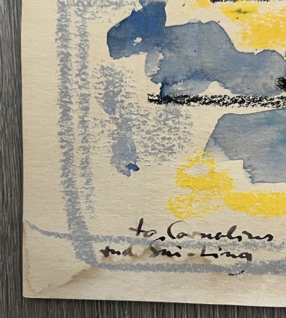 Werner Drewes Original 1965 Abstract Mixed Media Painting Signed -10×9-1/2”