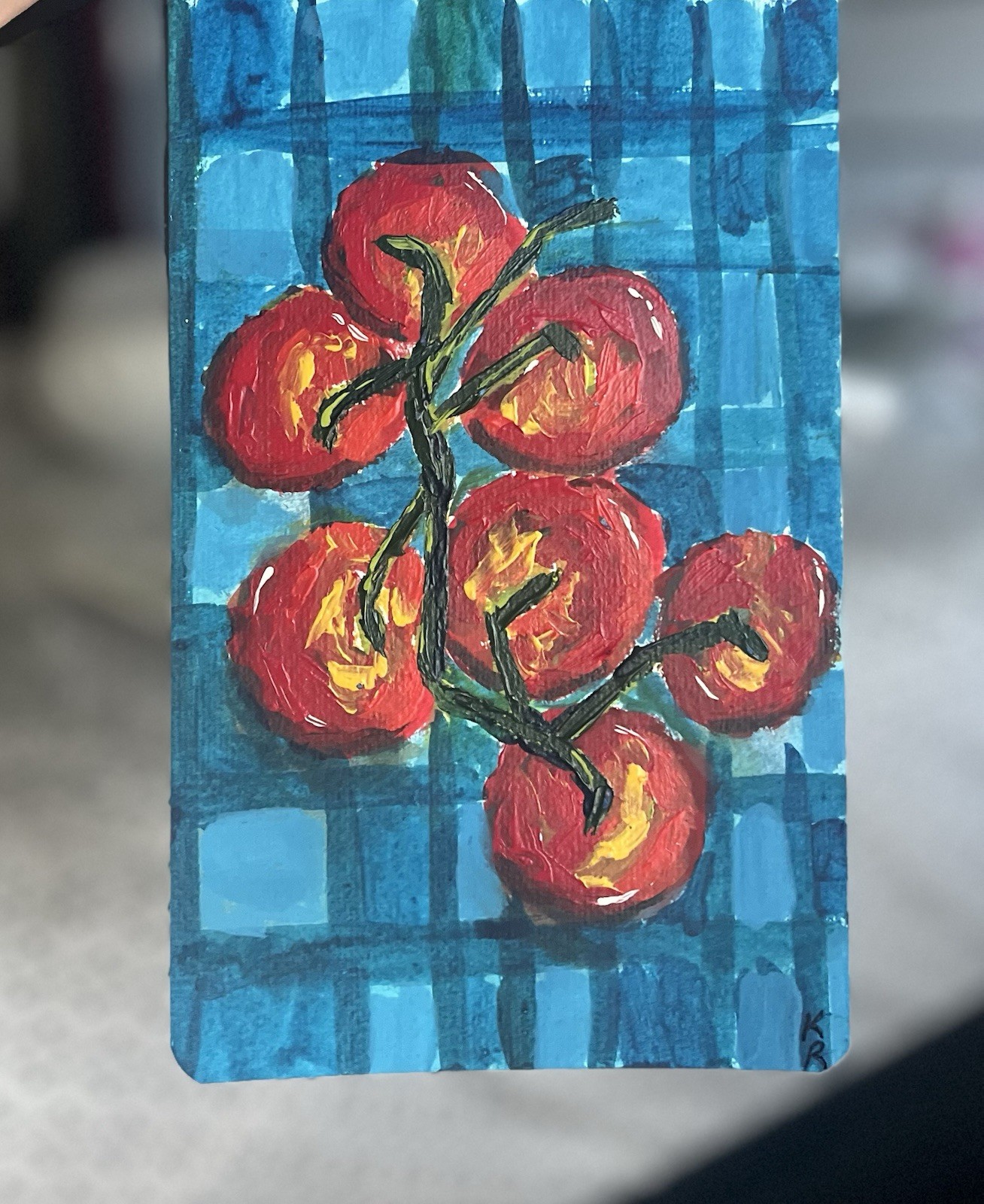 Acrylic Still Life Tomato Painting Contemporary Art. 8x5in