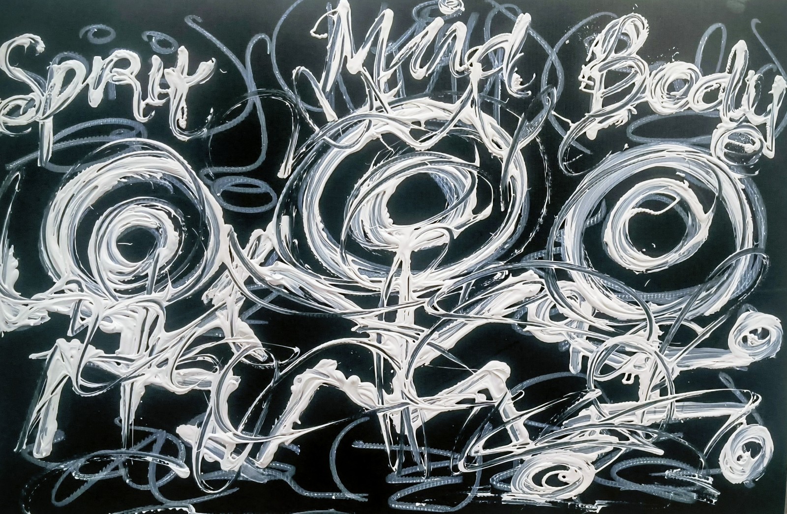 Trey Coppland, Mind Body Spirit Abstract Acrylic, Cardboard, 20×30 in, 2026, Si…