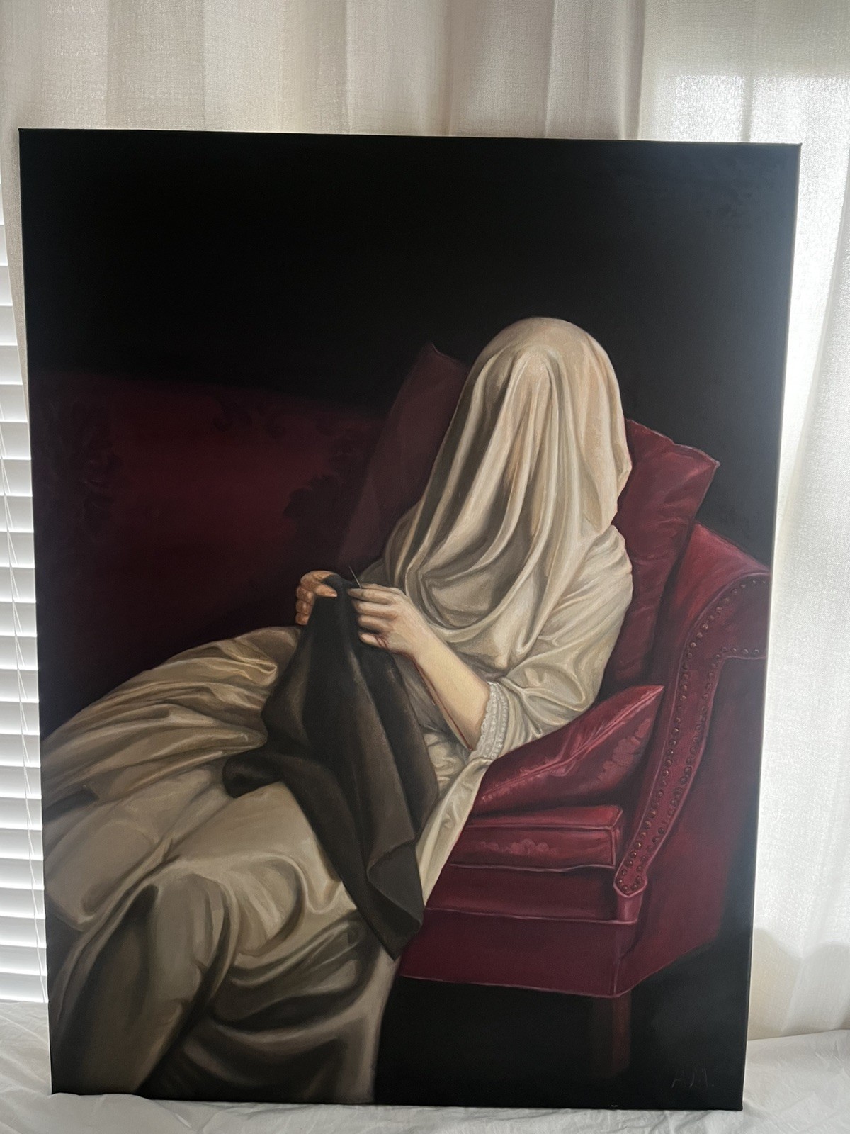 Original Oil Painting “Veil” 40×30” – Contemporary Figurative Fine Art on Canvas