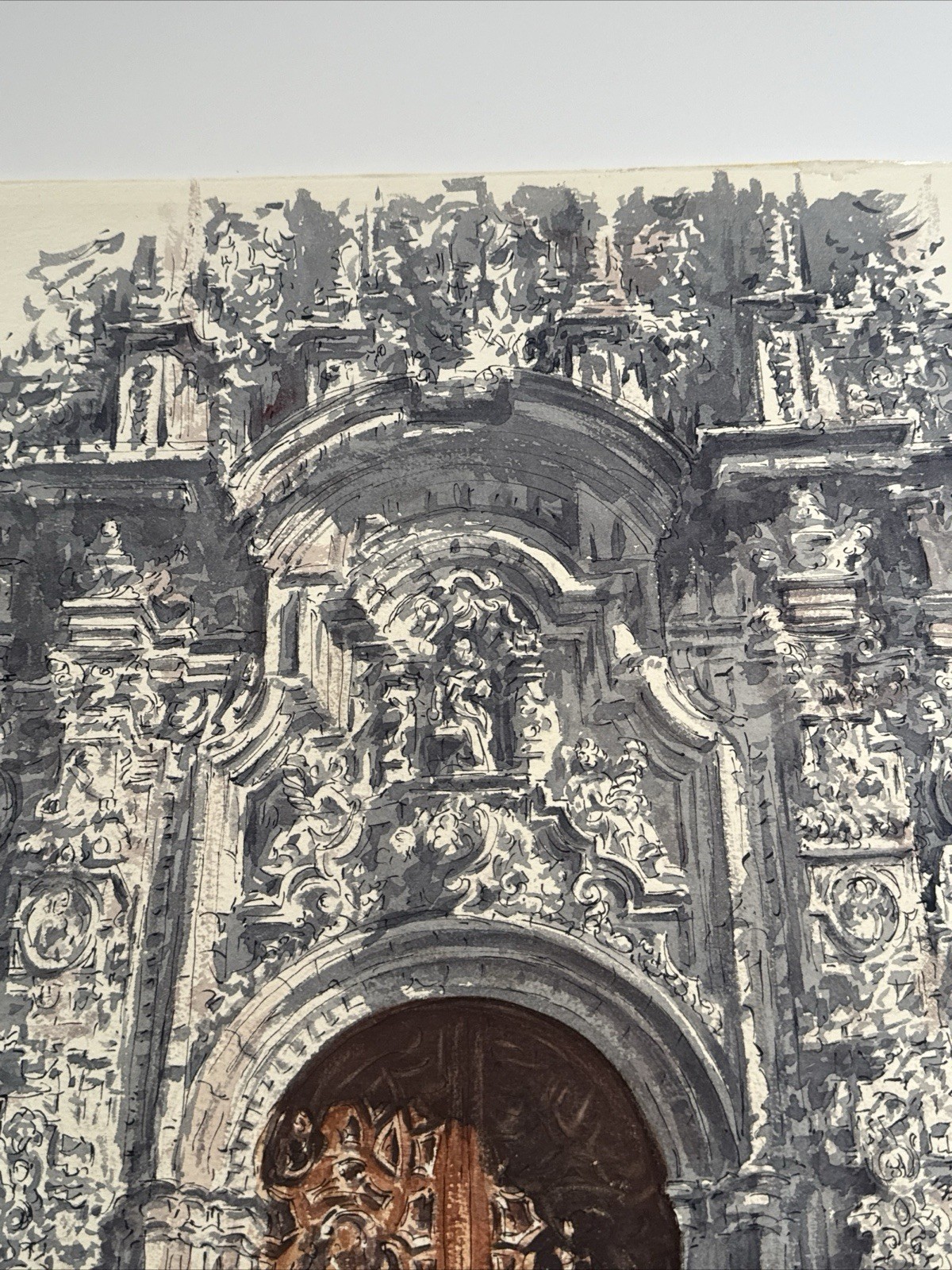 MUSEUM QUALITY PAINTING ARCHITECTURAL SOUTH AMERICA CHURCH MAURICE SILBER 1970