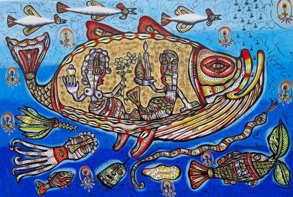 Acrylic/oil /Canvas by Guillermo.socarras cuban Art 145×95 Cm T: Fiesta Marina»