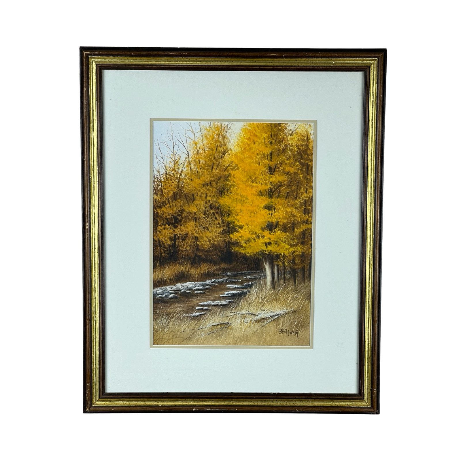 “Autumn Stream” Framed Watercolor by Bill Ely 1991