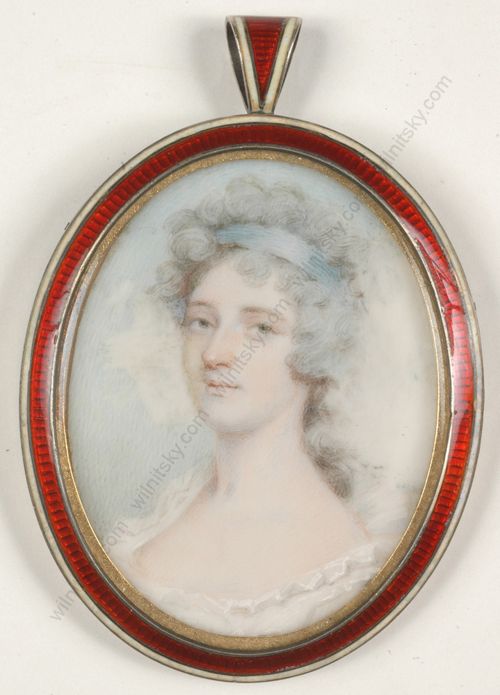 «Portrait of a lady», framed British miniature, ca. 1790