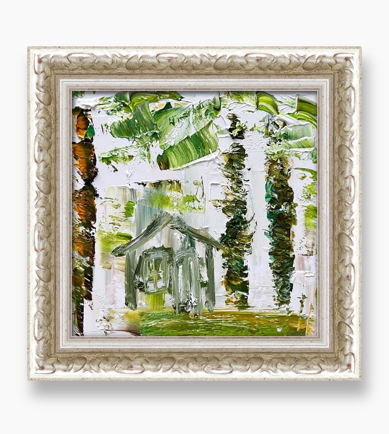 Caribbean Palm Cottage Painting • Relaxing Tropical Art • Modern Home Decor Gift
