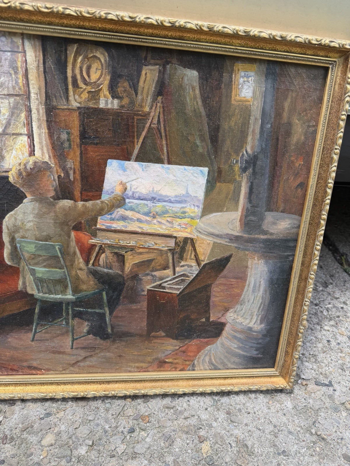 Nicely Executed Impressionist Oil Painting Turn Of The Century Signed On Back