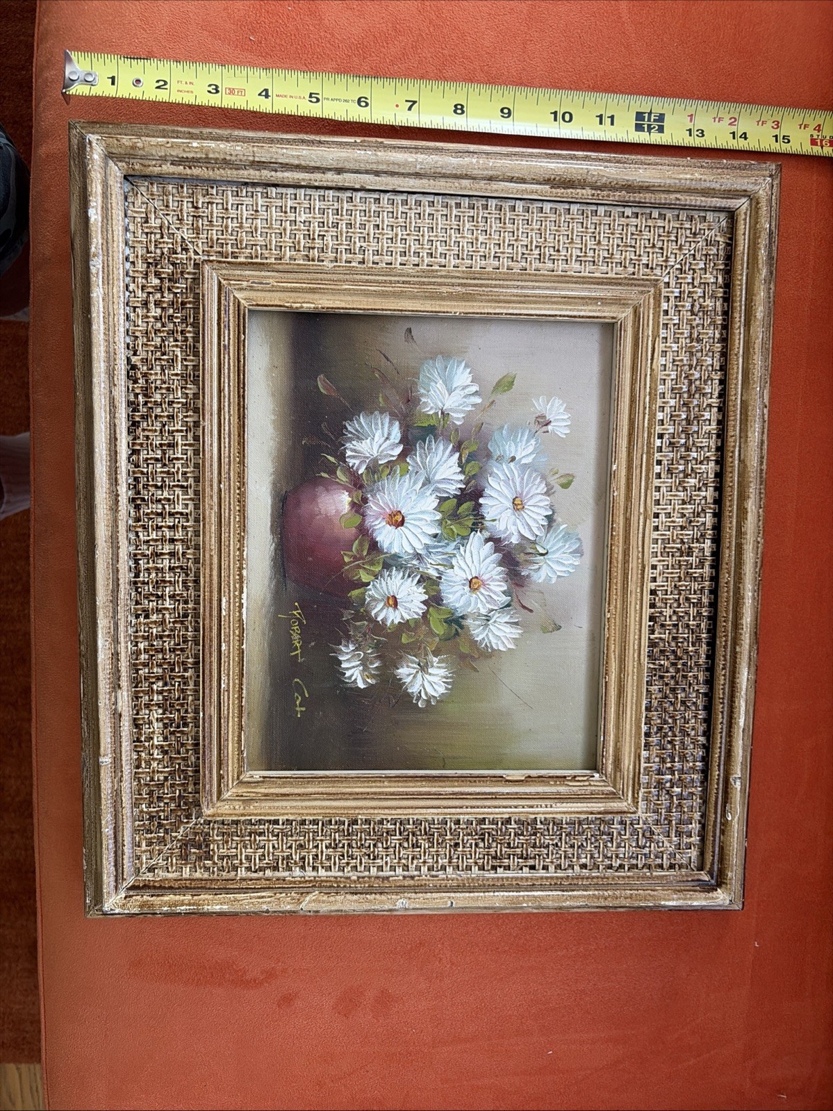 Vintage Original Oil Painting. White Flowers In Vase. Signed. $59.00.
