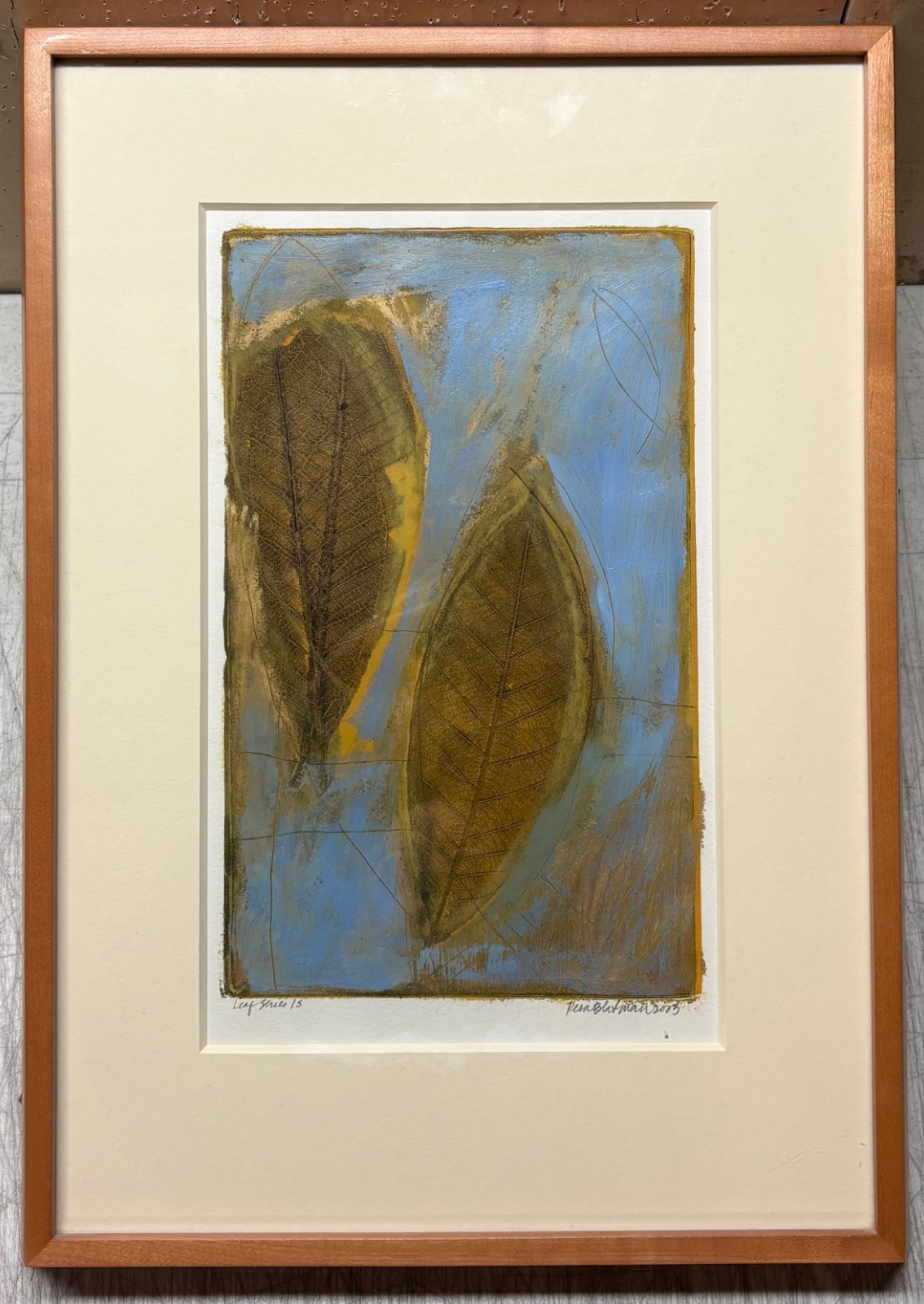 Vintage RESA BLATMAN Leaf Series 15′ Oil PAINTING – Nature & Climate Change Art