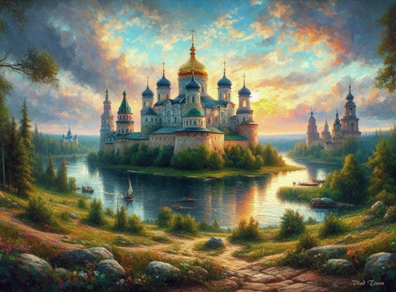 RUSSIA. Painting Giclee canvas 16″X20″ with mat board