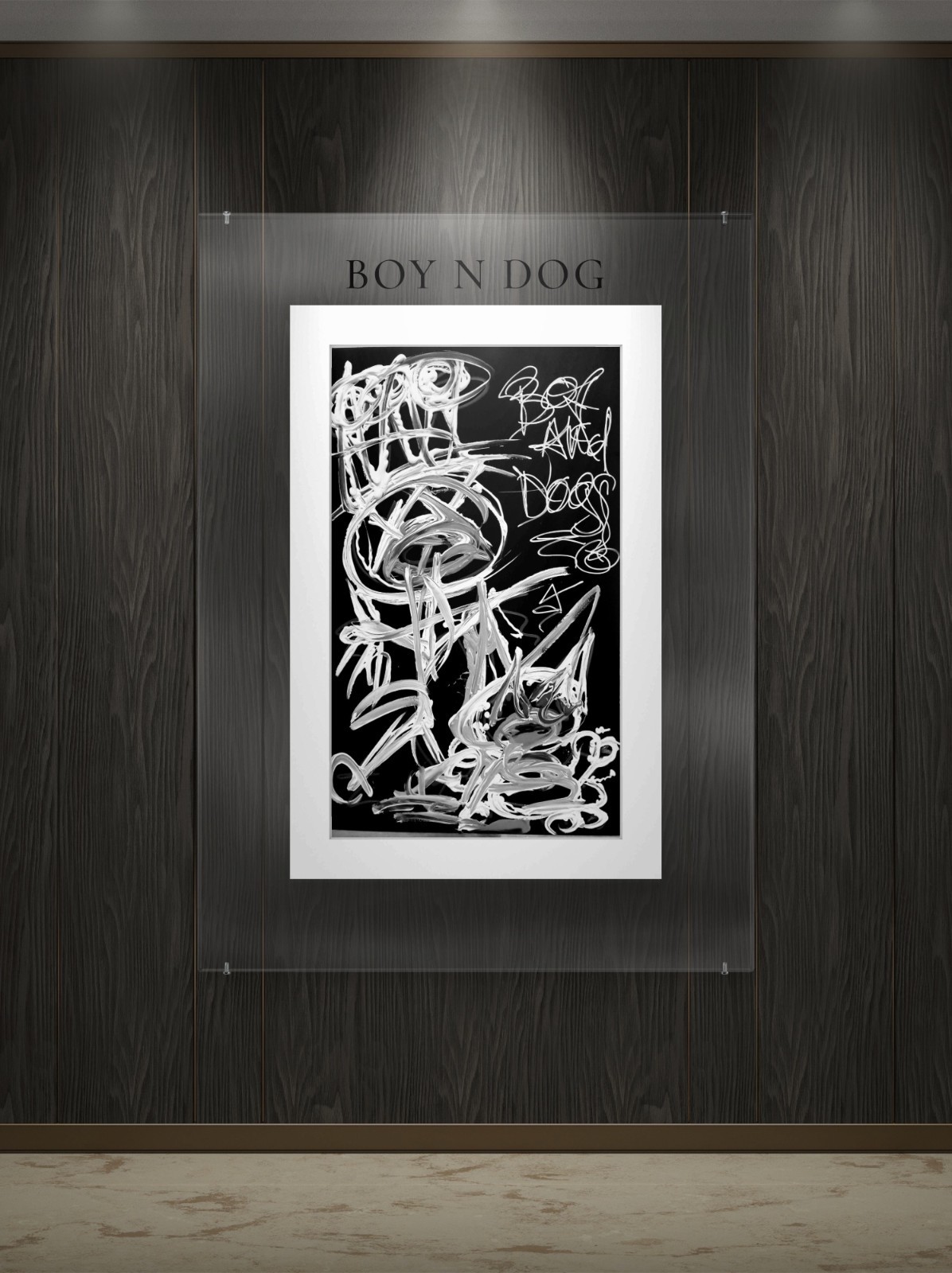 Trey Coppland, BOY And DOG Abstract Graffiti Acrylic, 24+36 in 2026, Signed