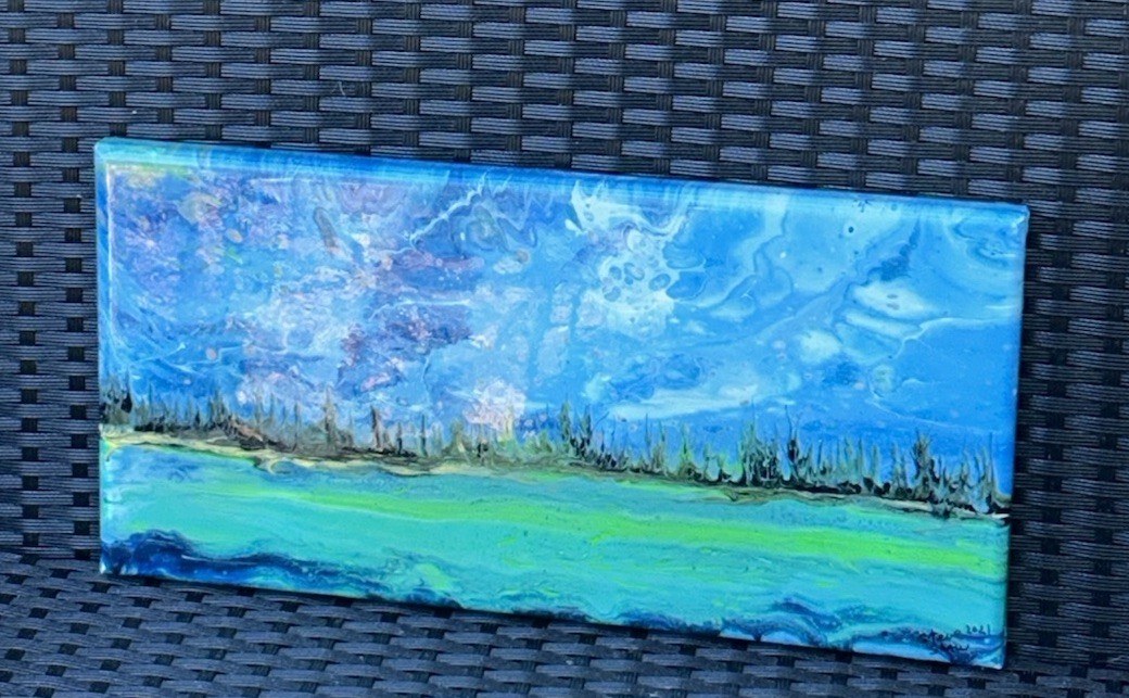 Modern Original Landscape 9”T 18”W Signed Steve Shaw 2021 Canvas Contemporary