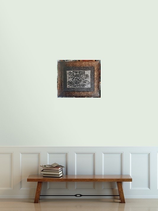 Fine Art, signed original Black Ink painting, with framed «Fish River»