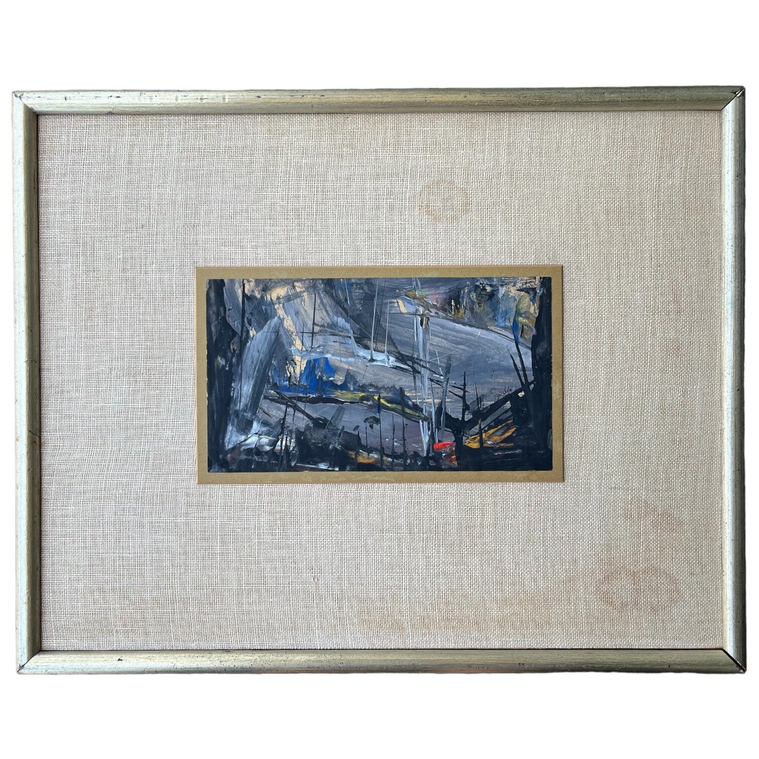 Vintage Original Motke Blum Abstract Expressionist Gouache Painting Jerusalem