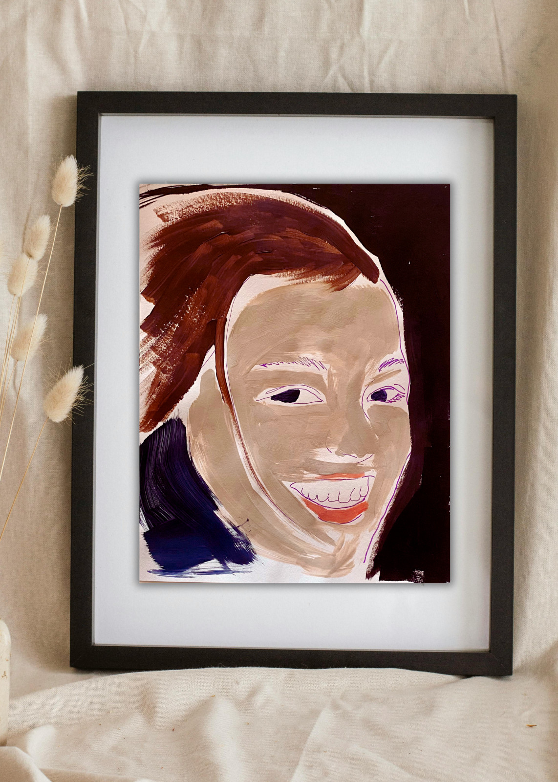 Original Acrylic Painting Smiling Mask 11×14 Expressionist Signed Paper Art