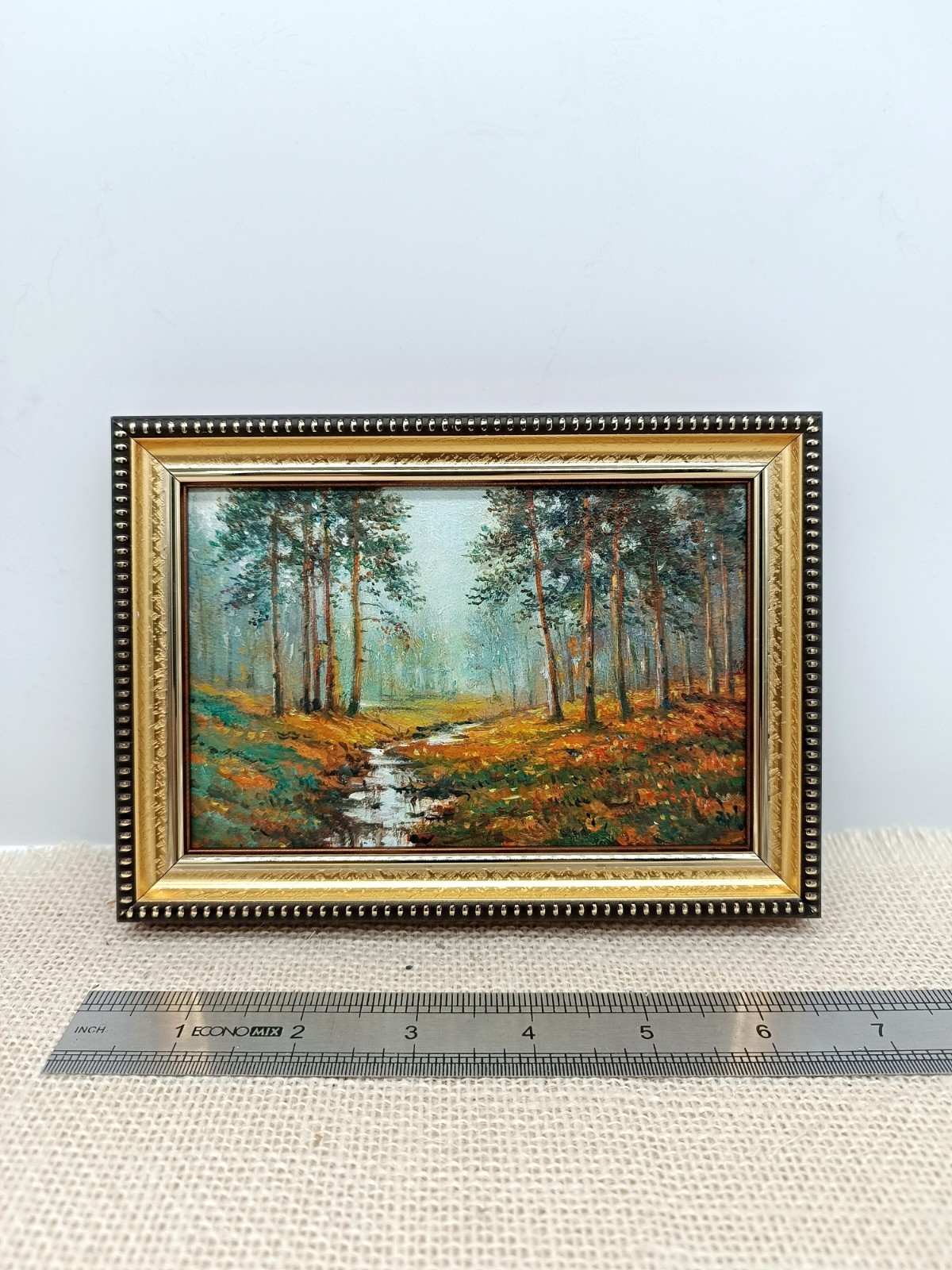 Autumn Forest Original Oil Painting 6×4 Framed Signed River Landscape Fall Art