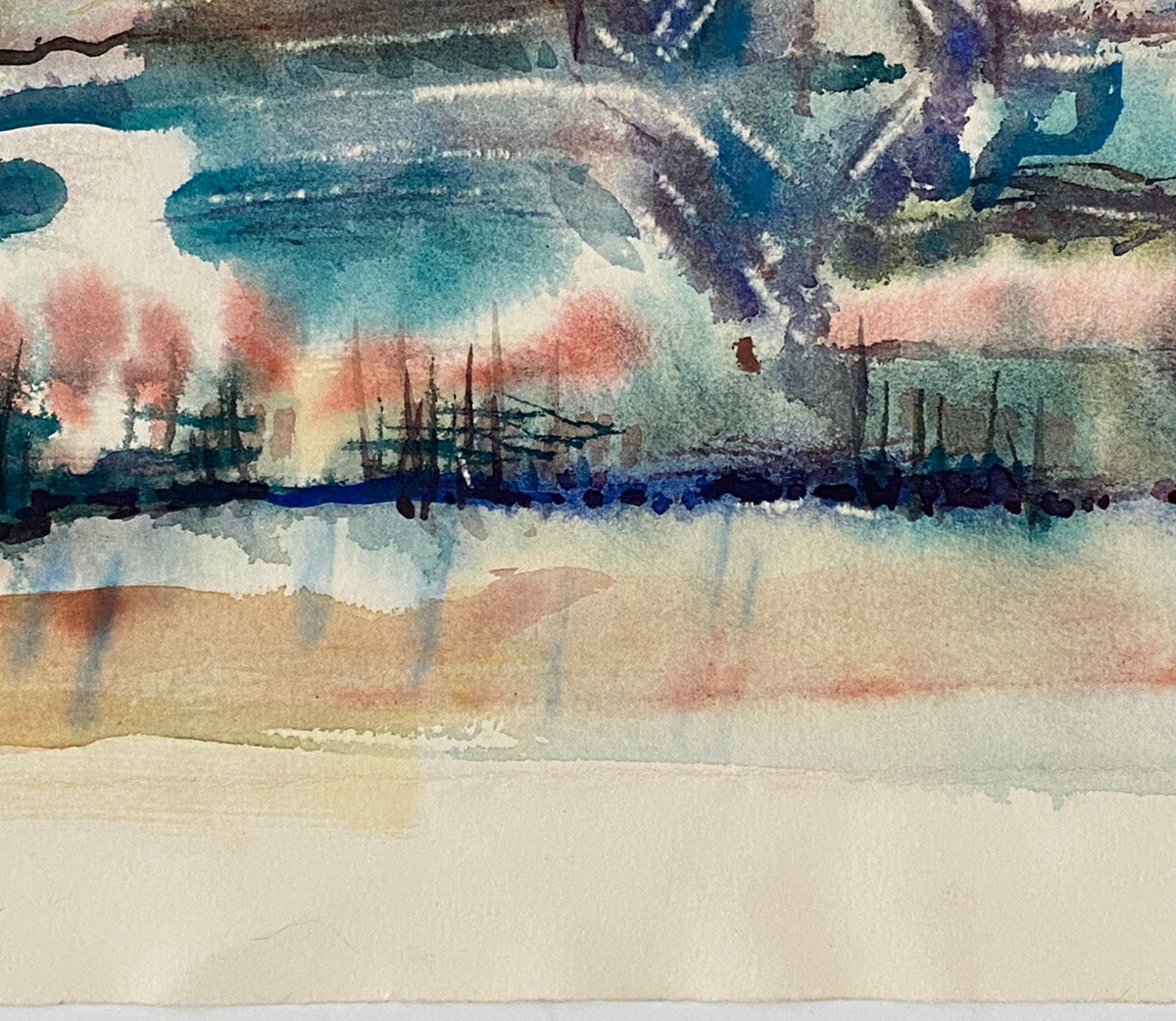 Pat Beck Ca. VTG Impressionism MOD Abstract Study Southwestern Textile Painting