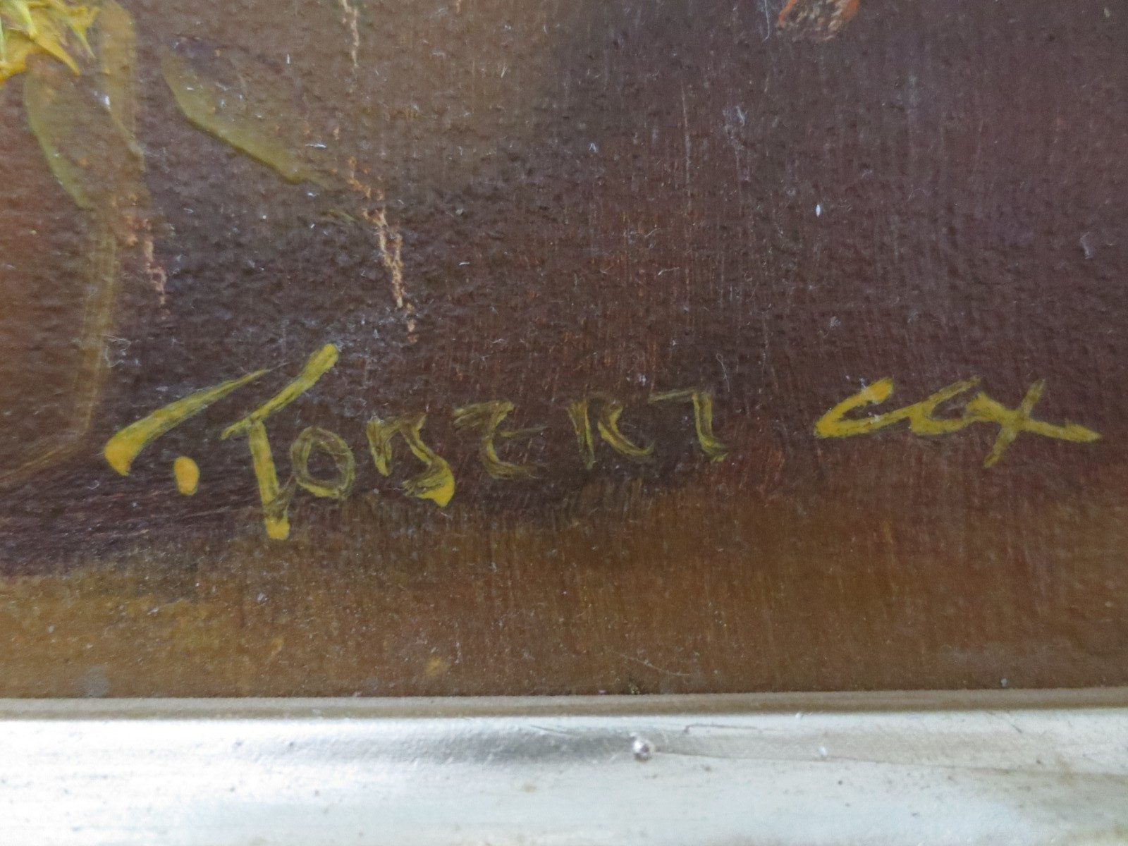 Framed SIGNED Robert Cox DAISY FLORAL BOUQUET Oil PAINTING – 10-1/2″ x 8-1/2″