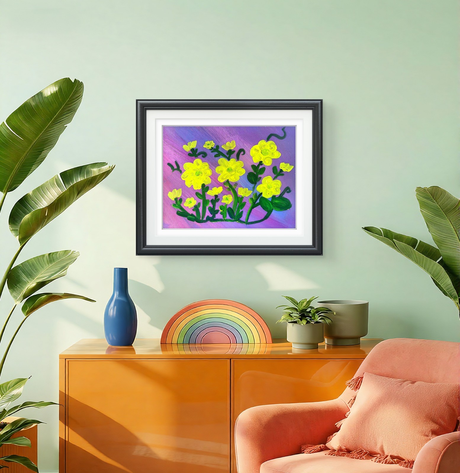 Yellow Daffodils Acrylic Painting Wall Art Original 11×14 Canvas