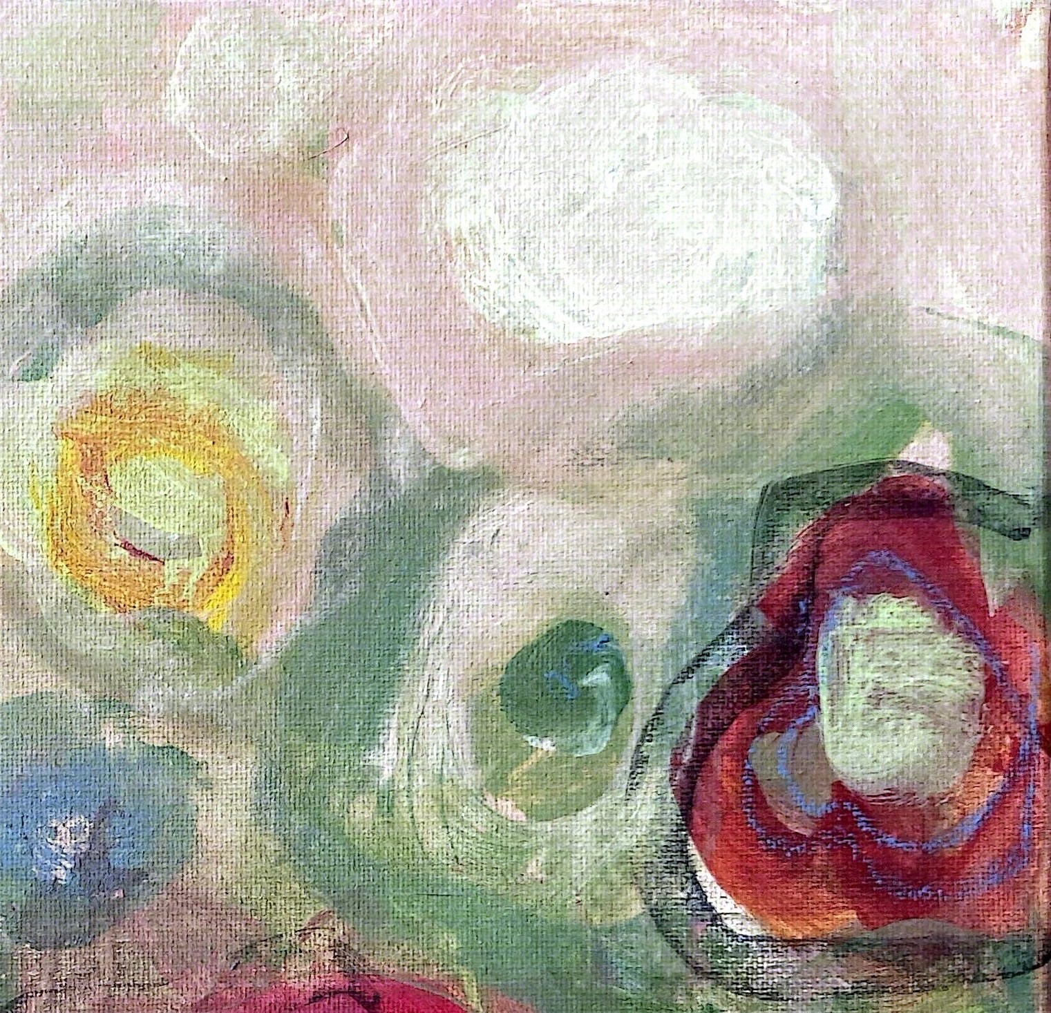Original Abstract Floral Acrylic 12×12 Canvas Painting, Holly Hammond