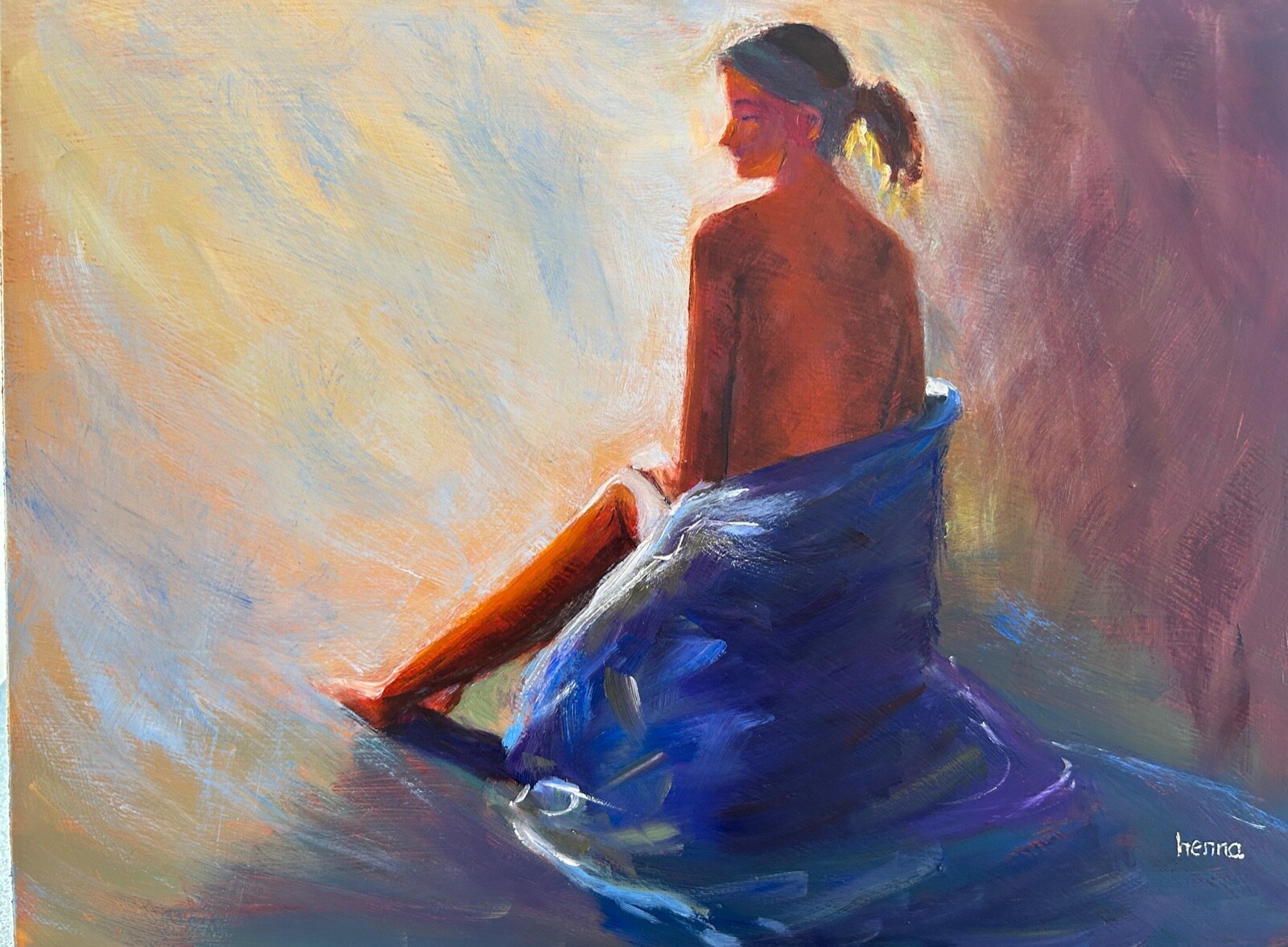 Original oil painting on board, figure painting, wall art, ready to hang, 