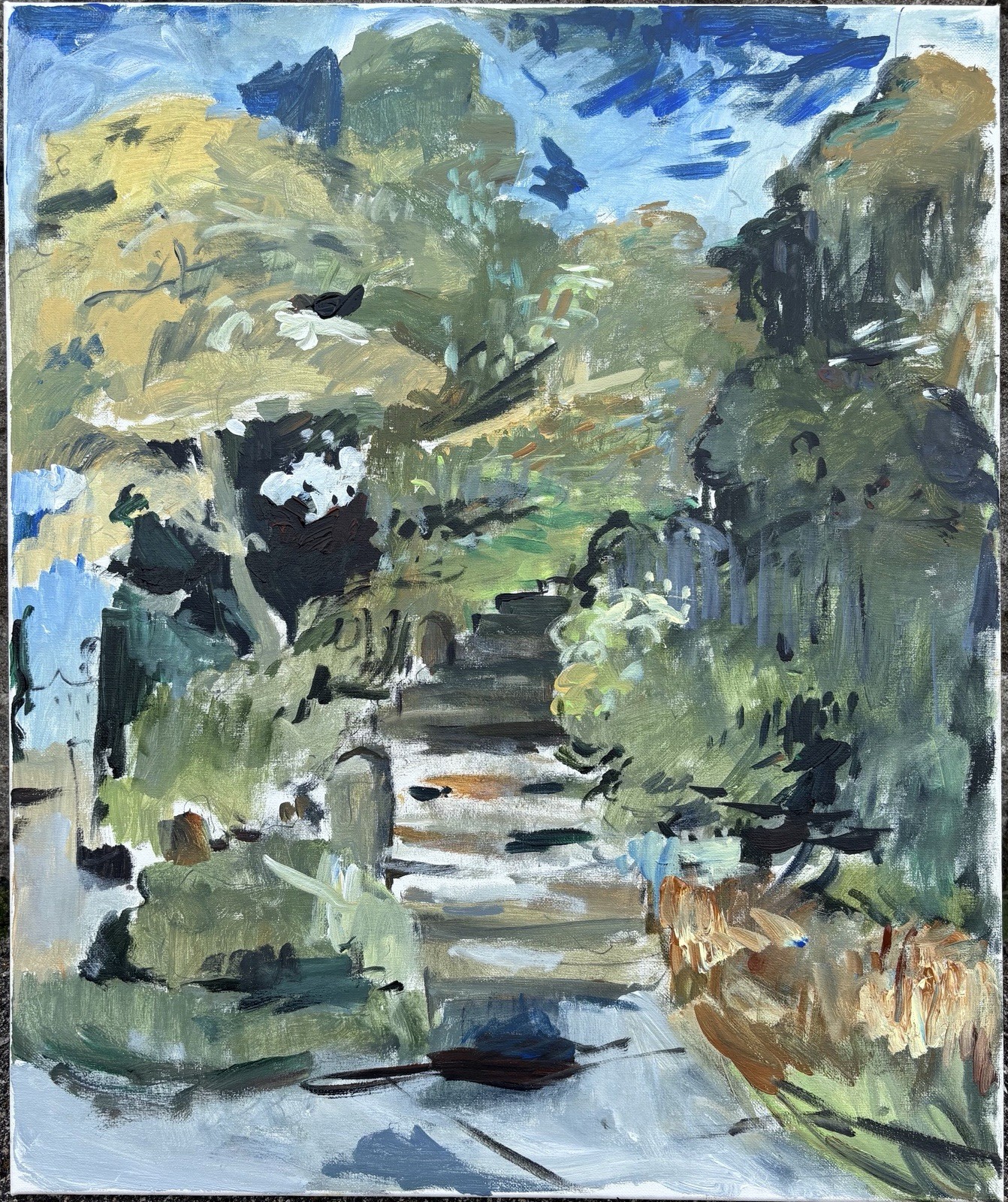 20”x24” Landscape Cubist Realism Plein Air Painting On Canvas Original Signed