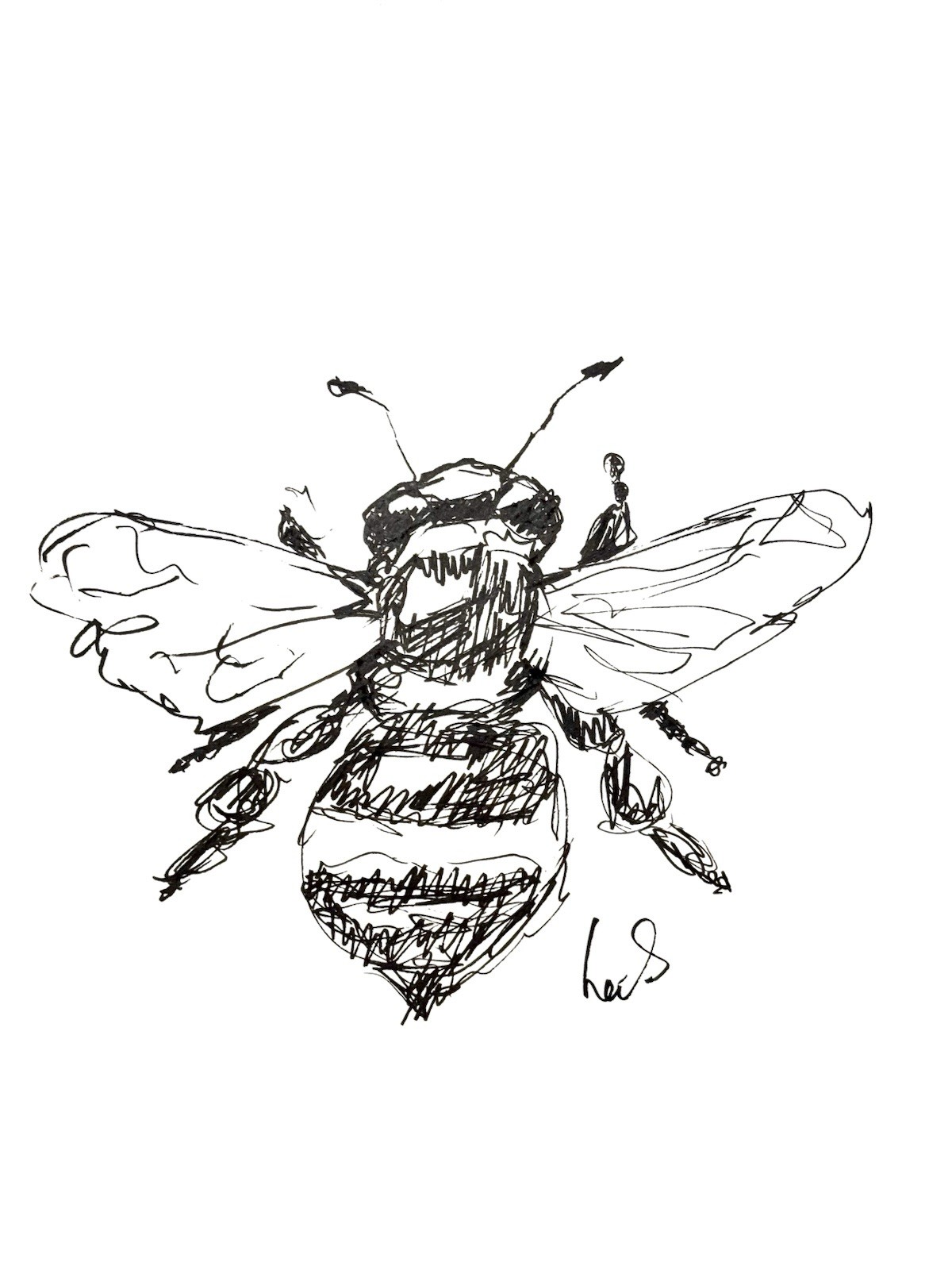 Original Abstract Expressionism Art 9×12 Bee Handmade Gestural Paper Signed