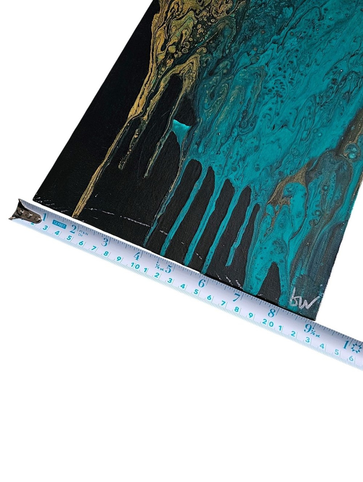 Abstract Drip Painting on Flat Canvas Panel – 9×12″