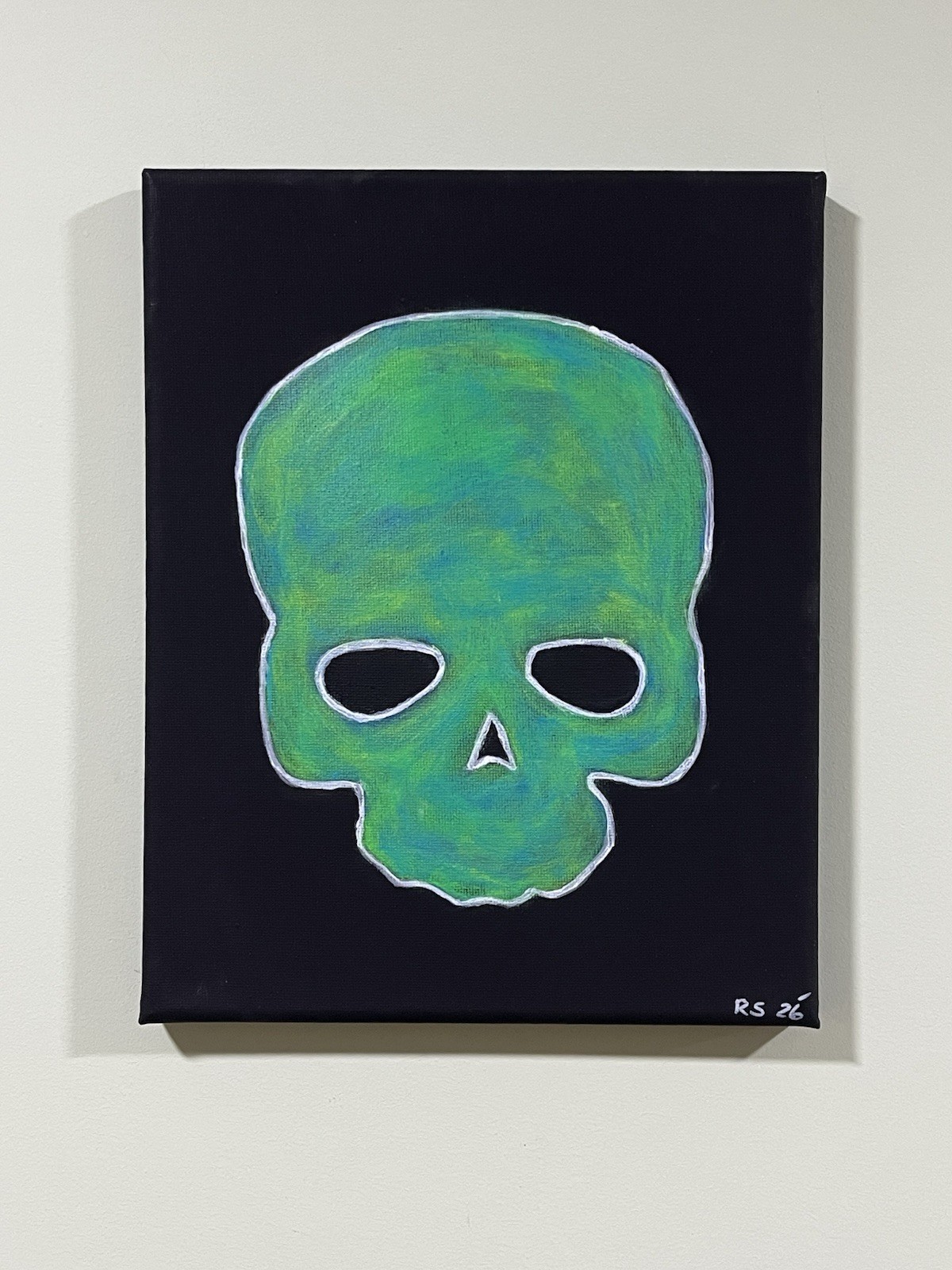 UV Reactive Neon Green/yellow/blue Painted Skull