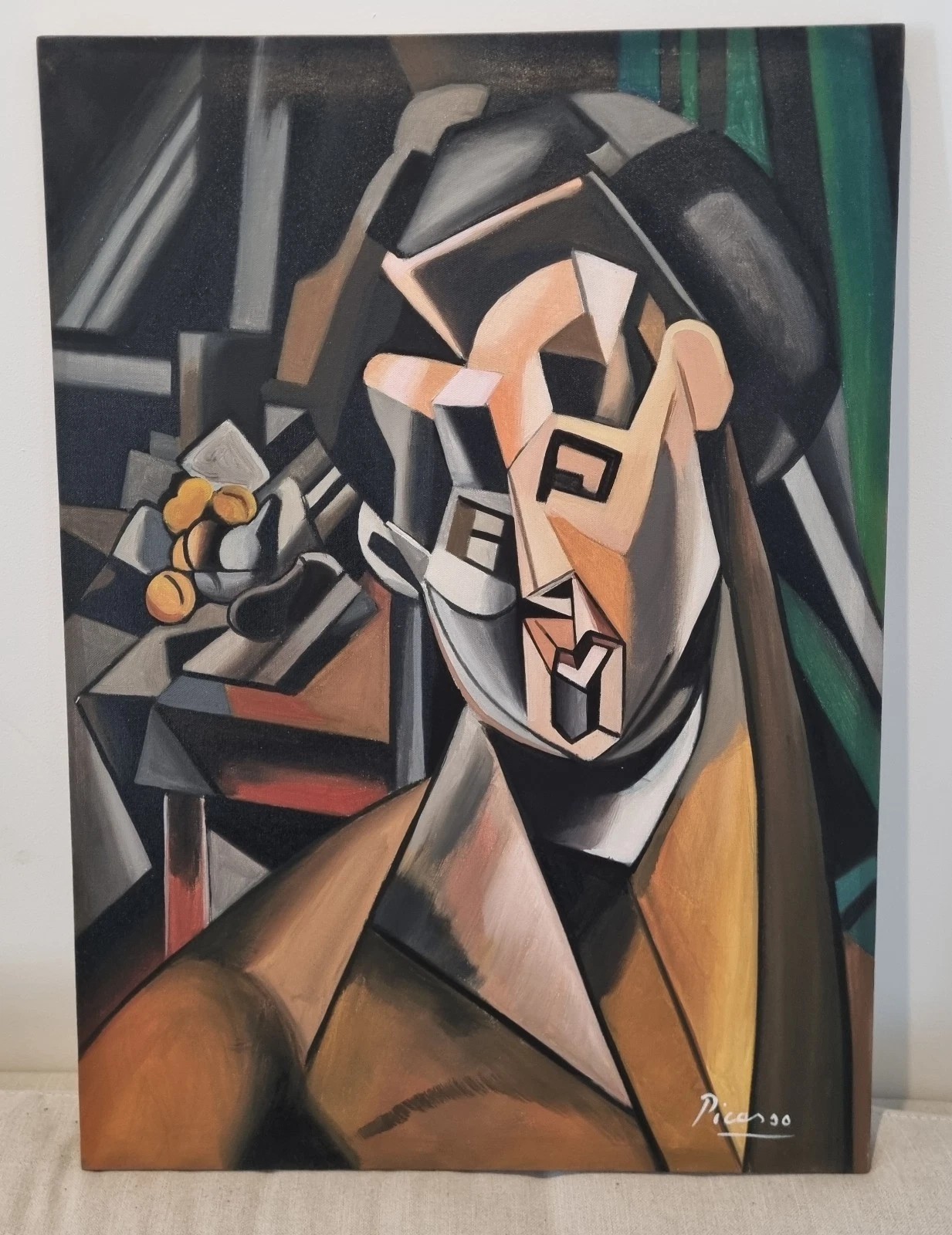 Pablo Picasso, Handmade Oil Painting On Canvas, Signed, Stamped 50cm x 70cm