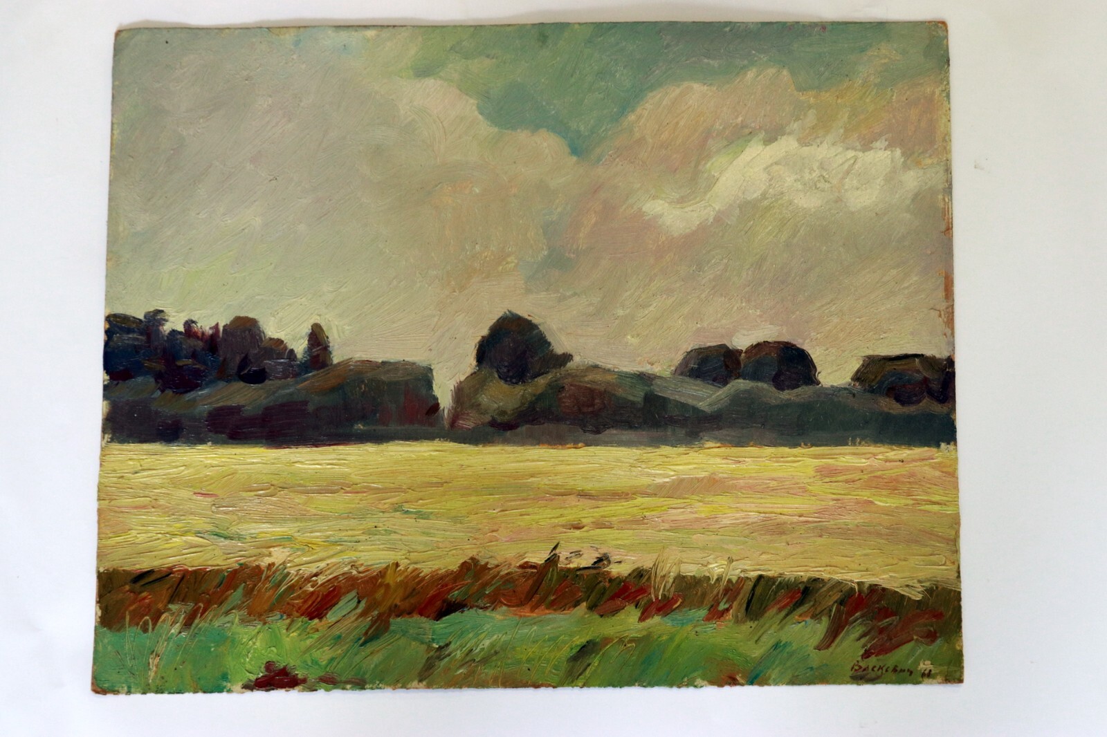 Ukraine Soviet Impressionist Feild Painting on Paper