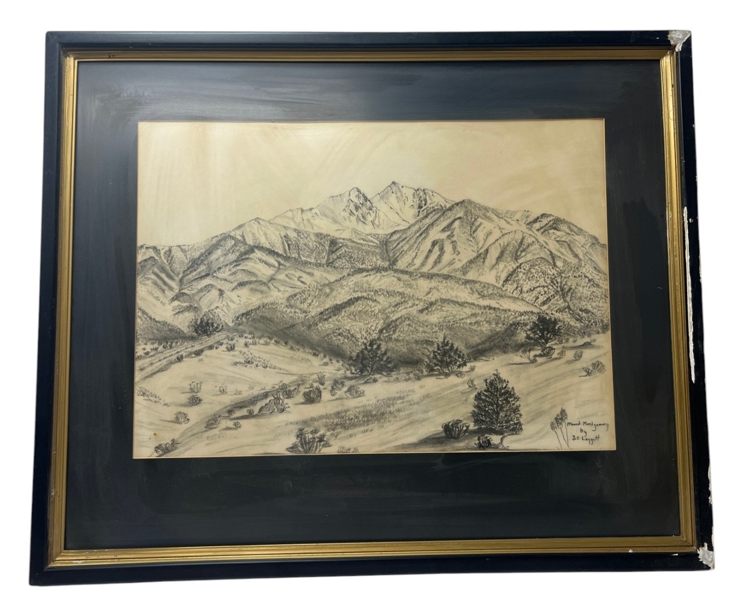 Vintage Original Hand Painted Landscape Drawing Signed