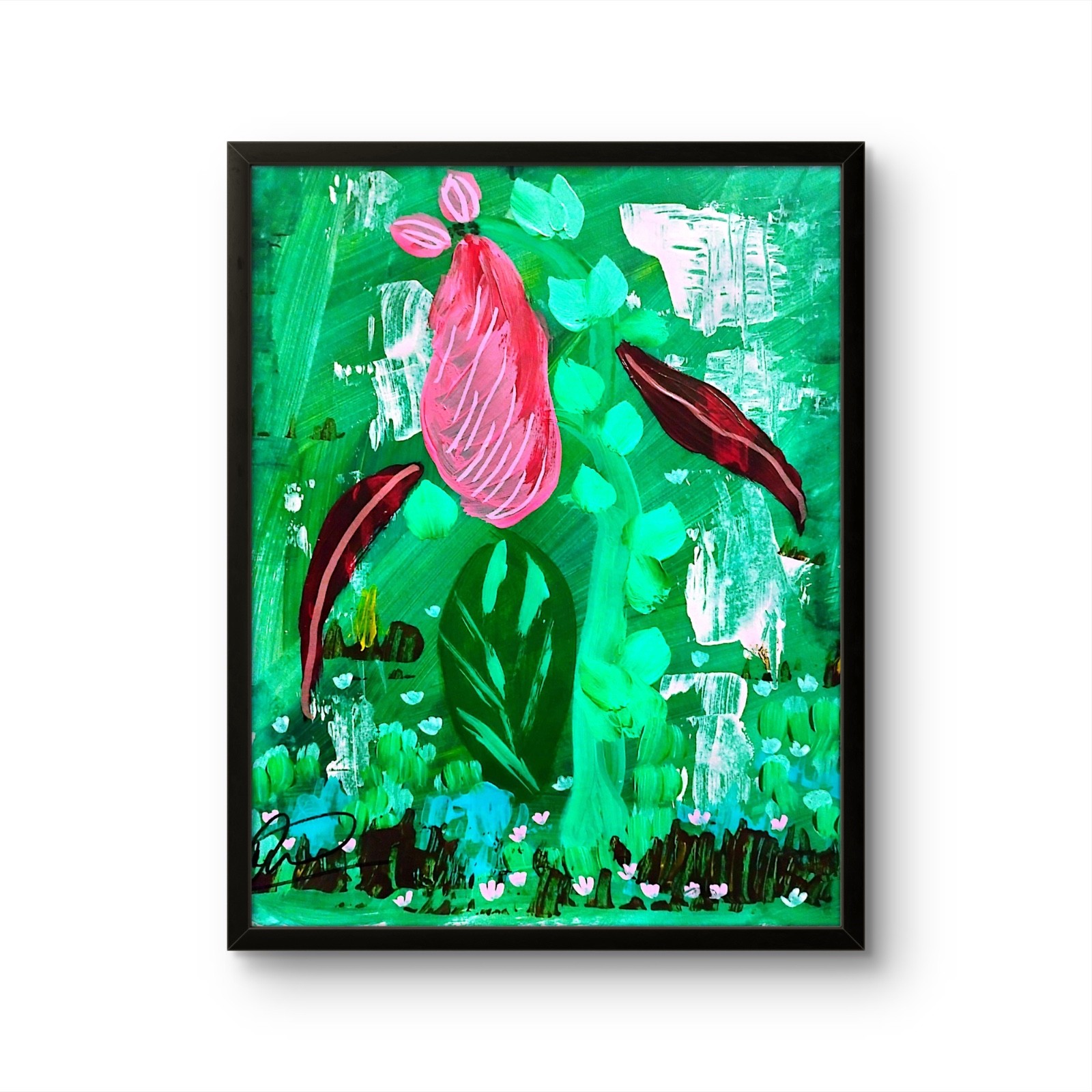 (FRAMED)Original art 14 X 11 Mixed Media Colorful Modern Art Acrylic Painting