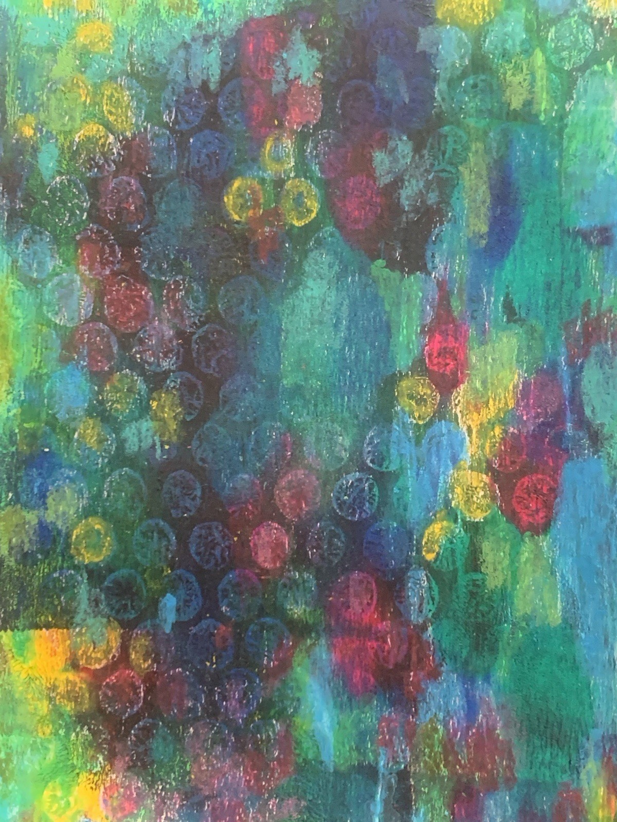 Original Abstract OOAK Mixed Media Acrylic Oil Pastel Painting on Paper Unframed