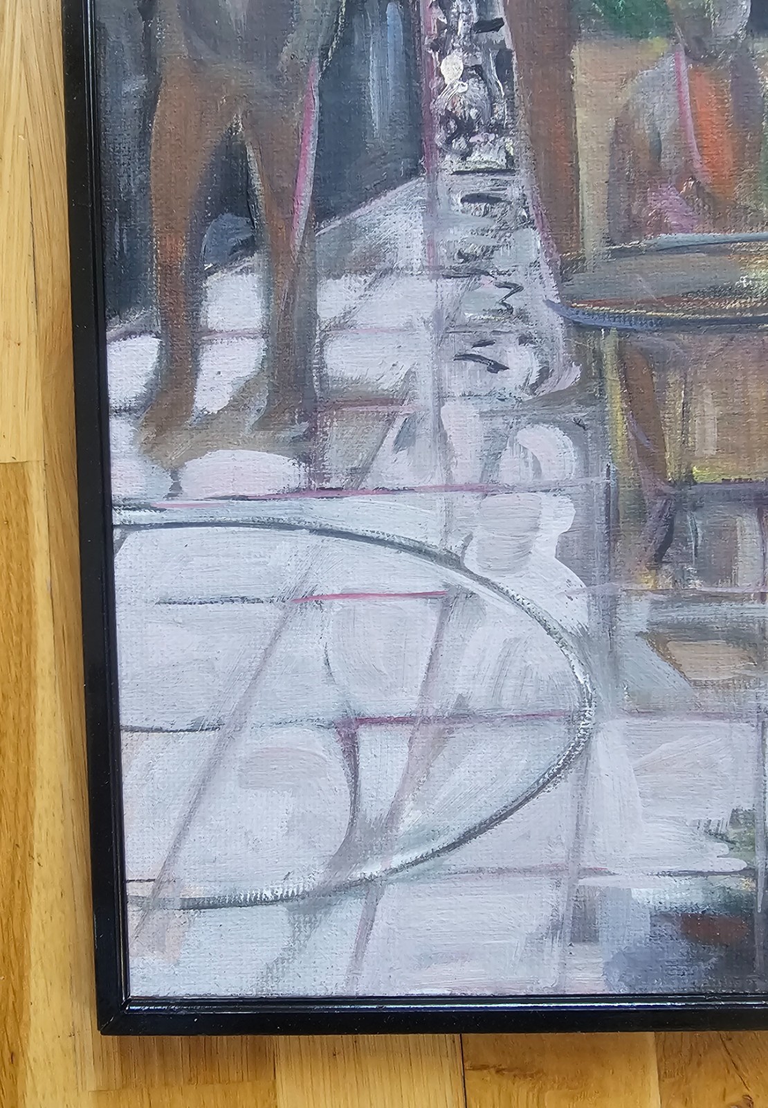 SWEDISH CONTEMPORARY EXPRESSIONIST FIGURATIVE OIL PAINTING INTERIOR SCENE SIGNED
