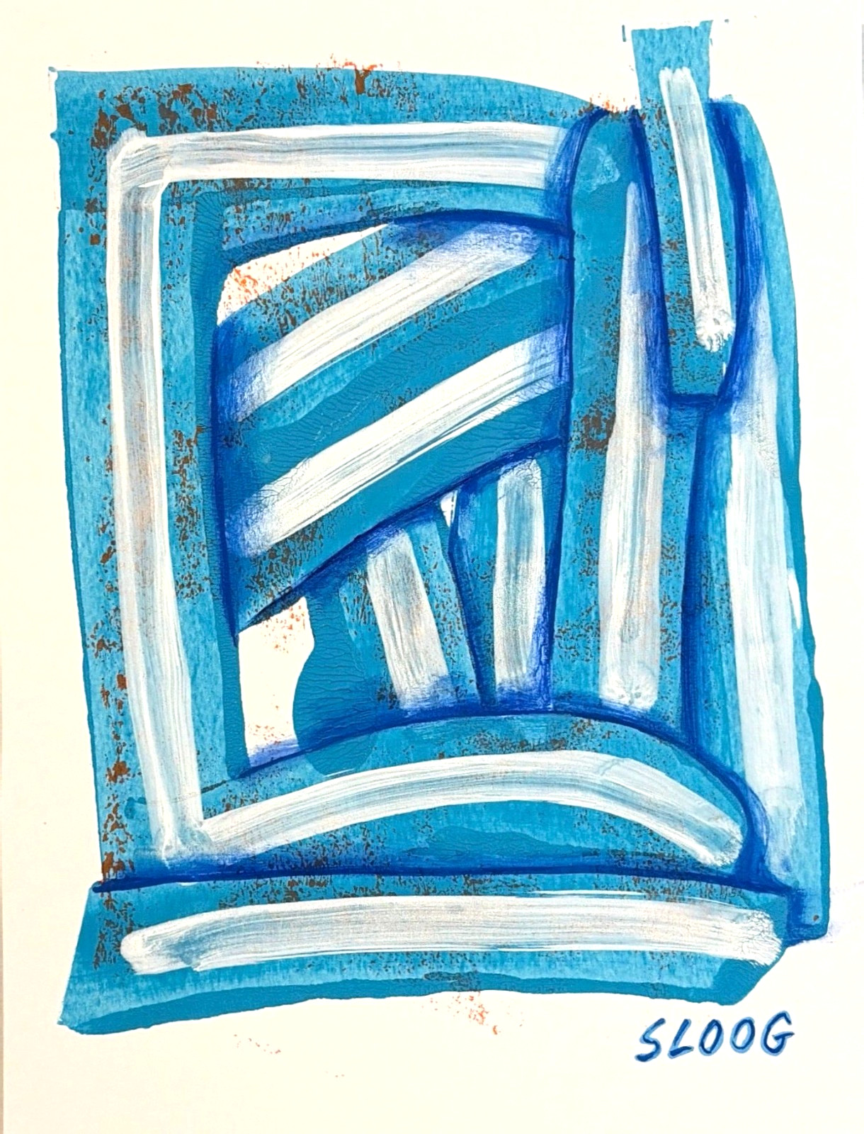 SLOOG Original Art Modern Abstract Painted Line Wall Art on Paper 9×12 Swatches