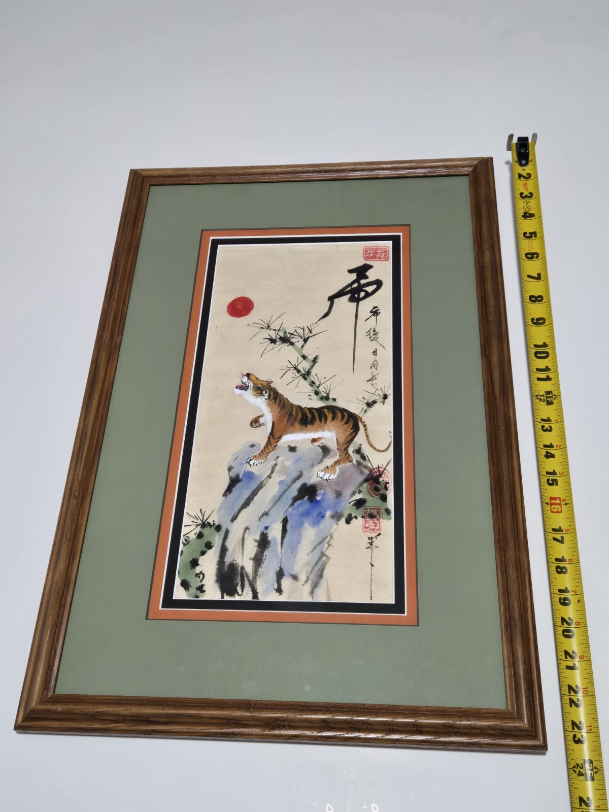 Vietnamese Calligraphy Watercolor OOAK Signed & Framed By HUYNH DONG «Tiger Age»