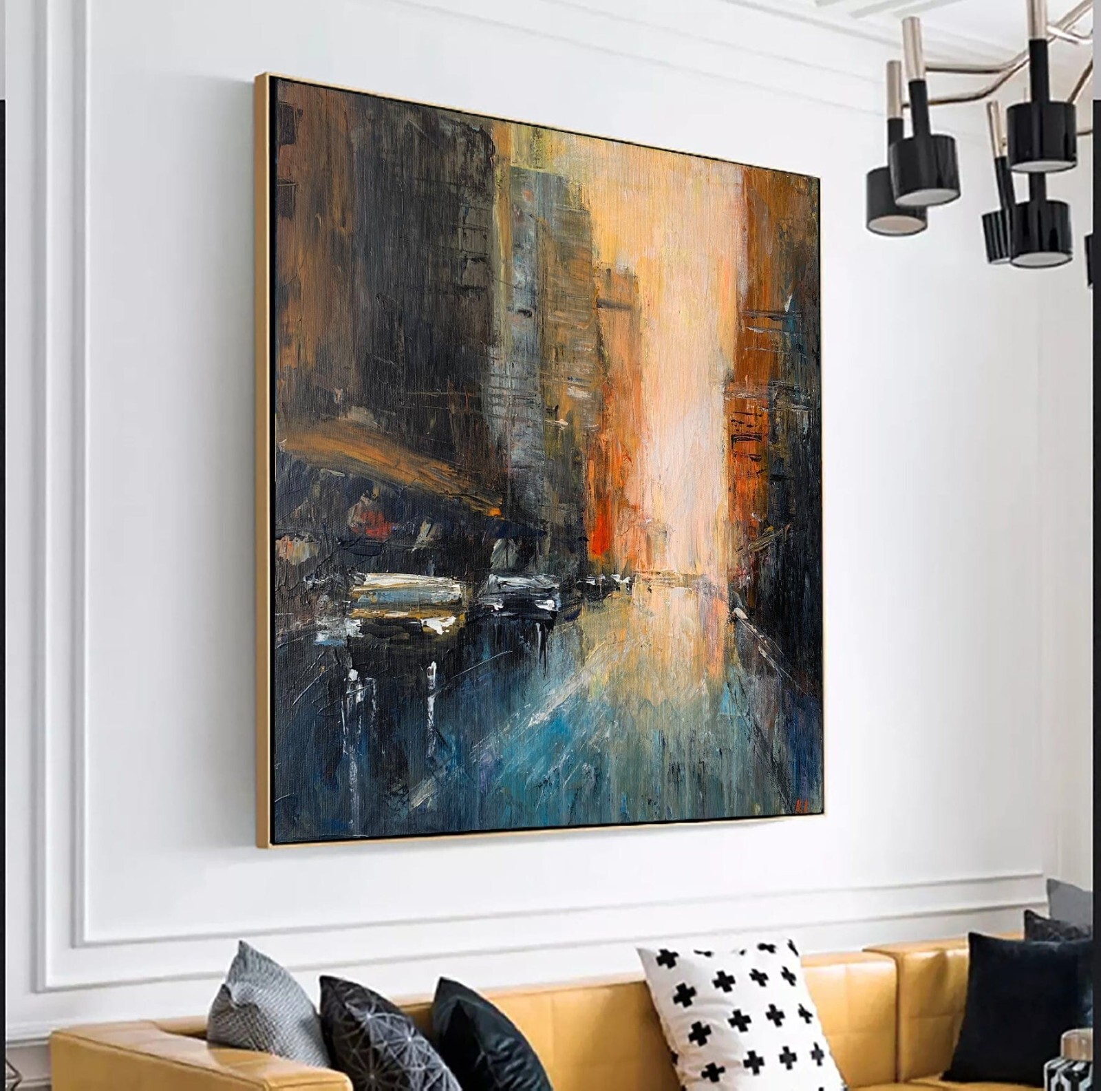 Original Brooklyn Cityscape Painting | Oversized Long Island Canvas Wall Art