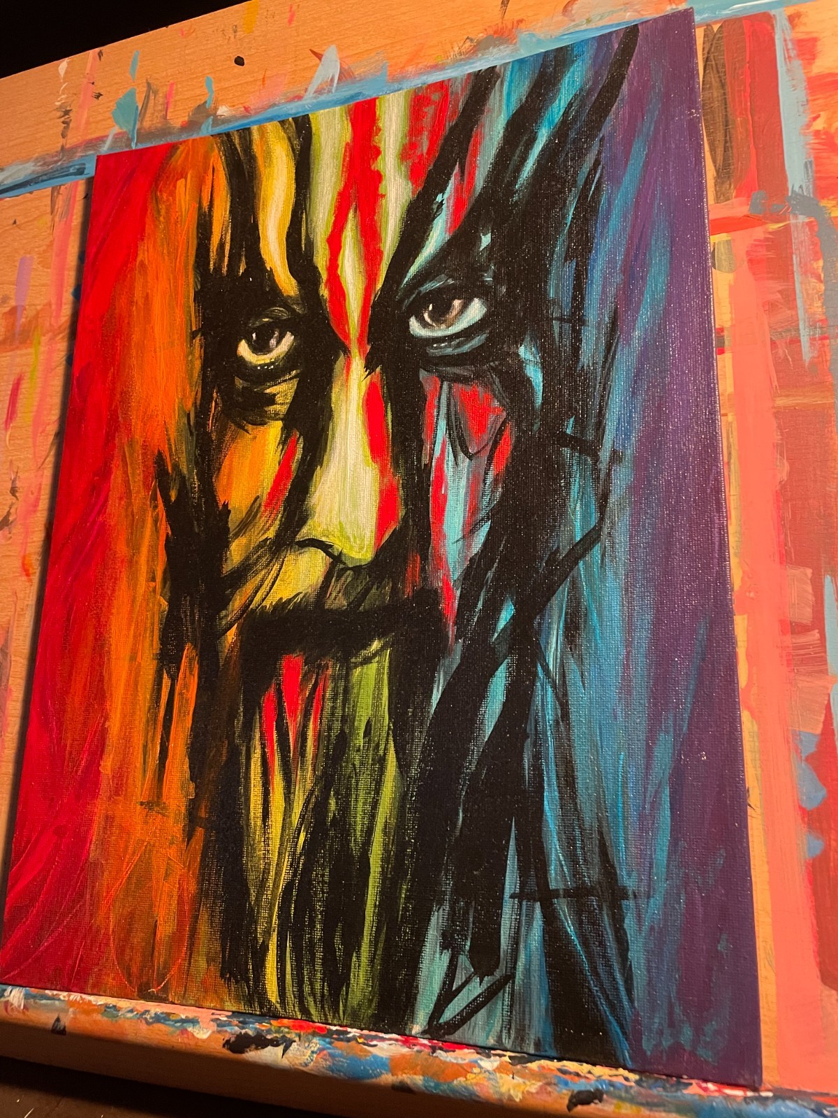 Gaahl ORIGINAL artwork painting by noahhh ! black metal rainbow gay pride 