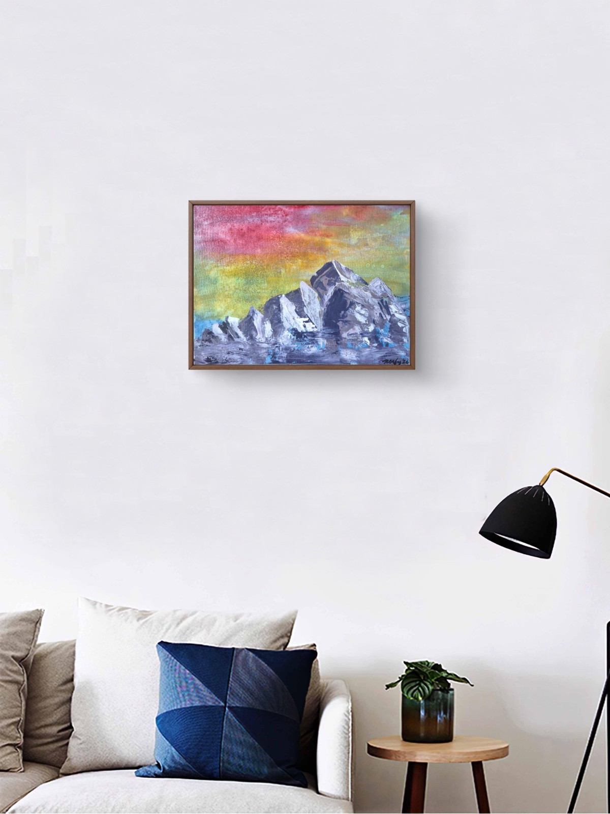 Original Sunset Landscape 12×16 Expressionist Acrylic Canvas Wall Art Signed B21