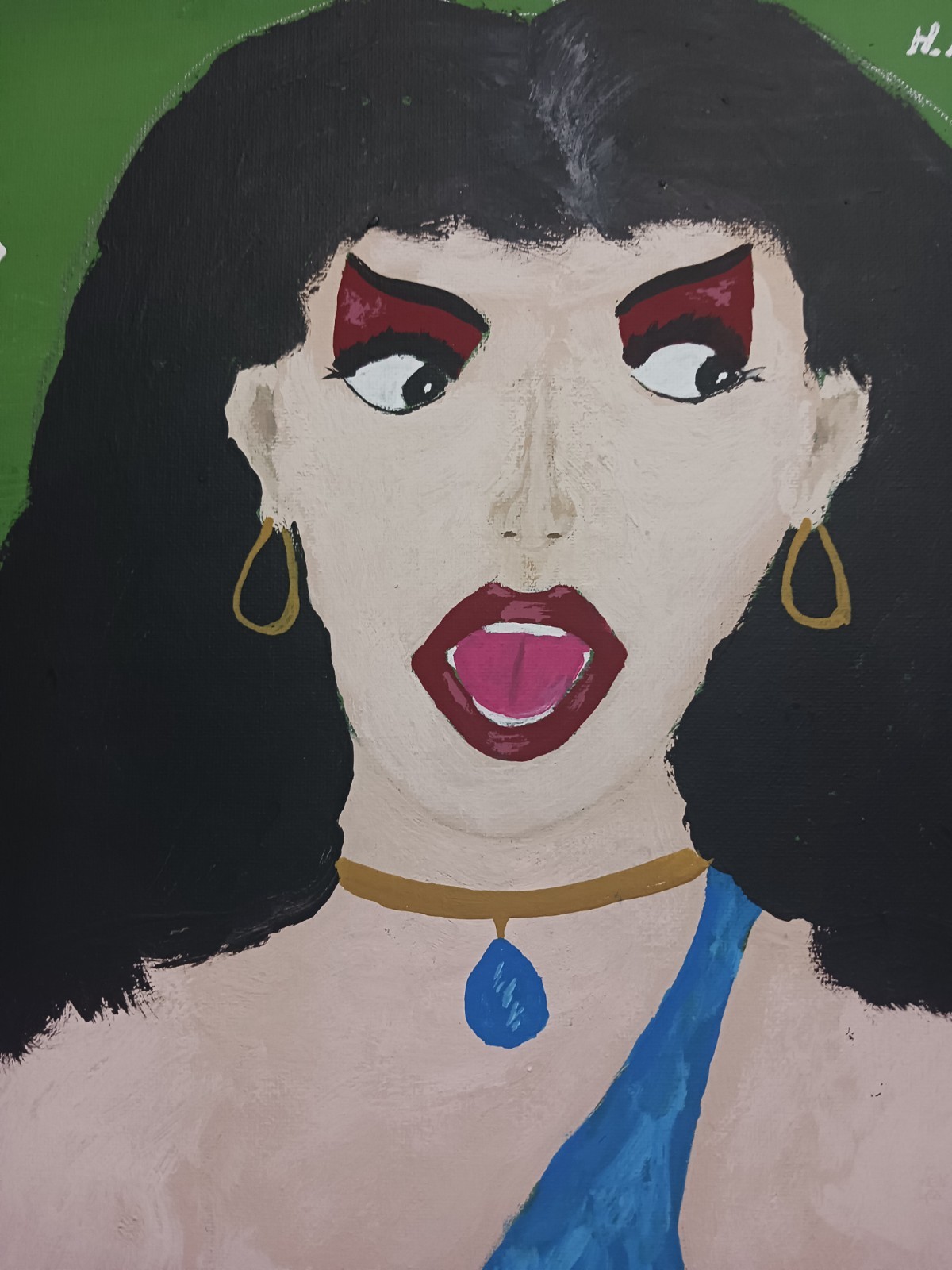 FEMALE PORTRAIT PAINTING 12×16 TITLED (MAD MYRA) A BRIGHT PORTRAIT IN ANGER