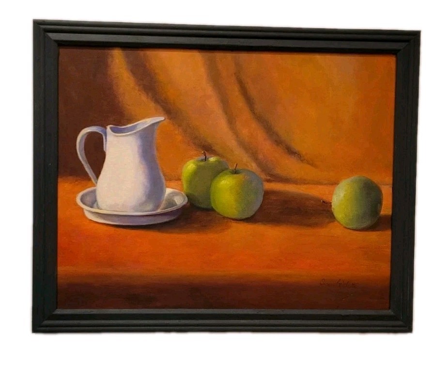 Still Life Oil Painting On Board By Susanne Corbelletta Signed Framed Art