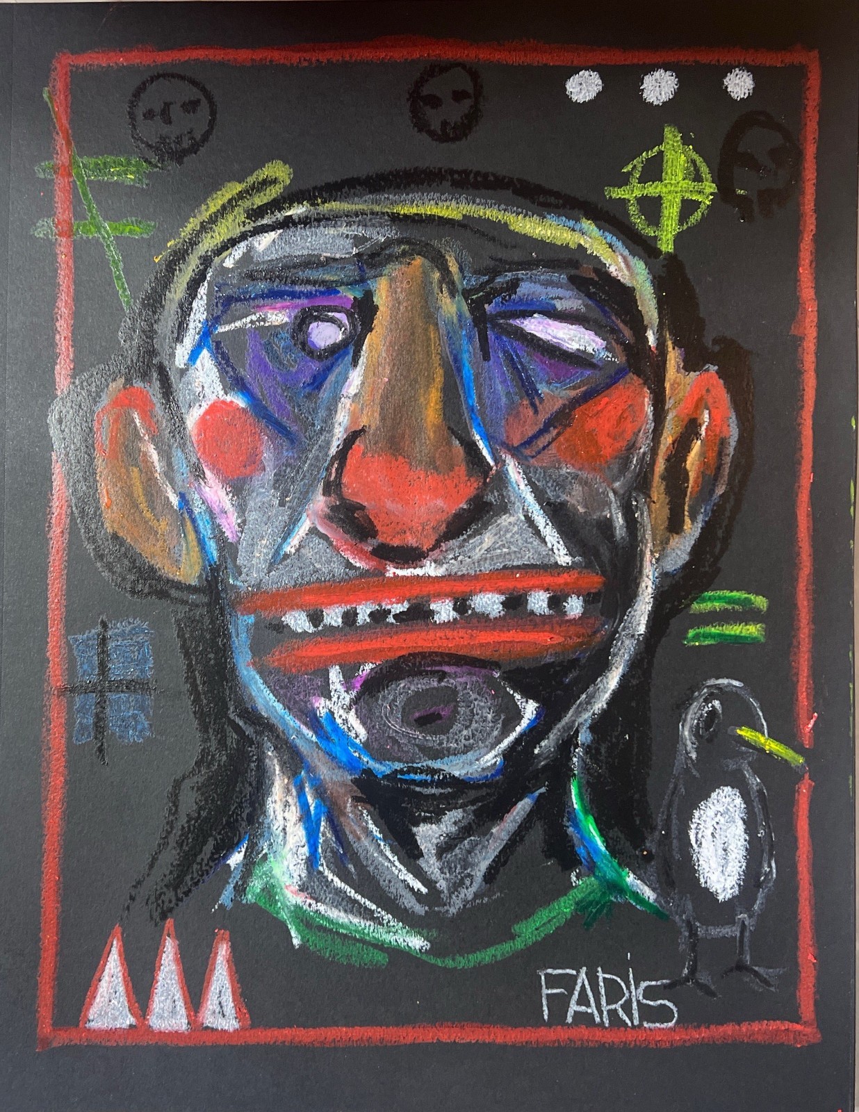 Faris Art: Everyone: 11×14 Black Paper Unique Modern Neo-Expressionism