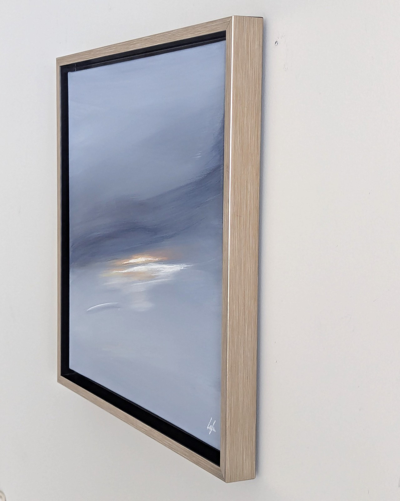 Original Ocean Painting on Canvas: Framed Abstract Coastal Art (16×16)