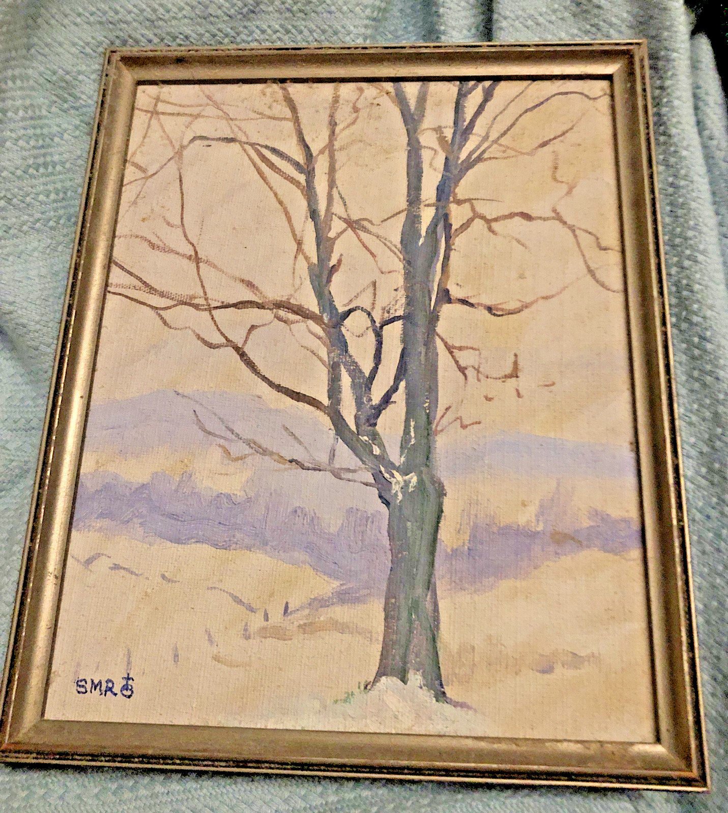 Vintage Upstate New York Original Painting Sugar Maple In Snow 1970 In Frame NY