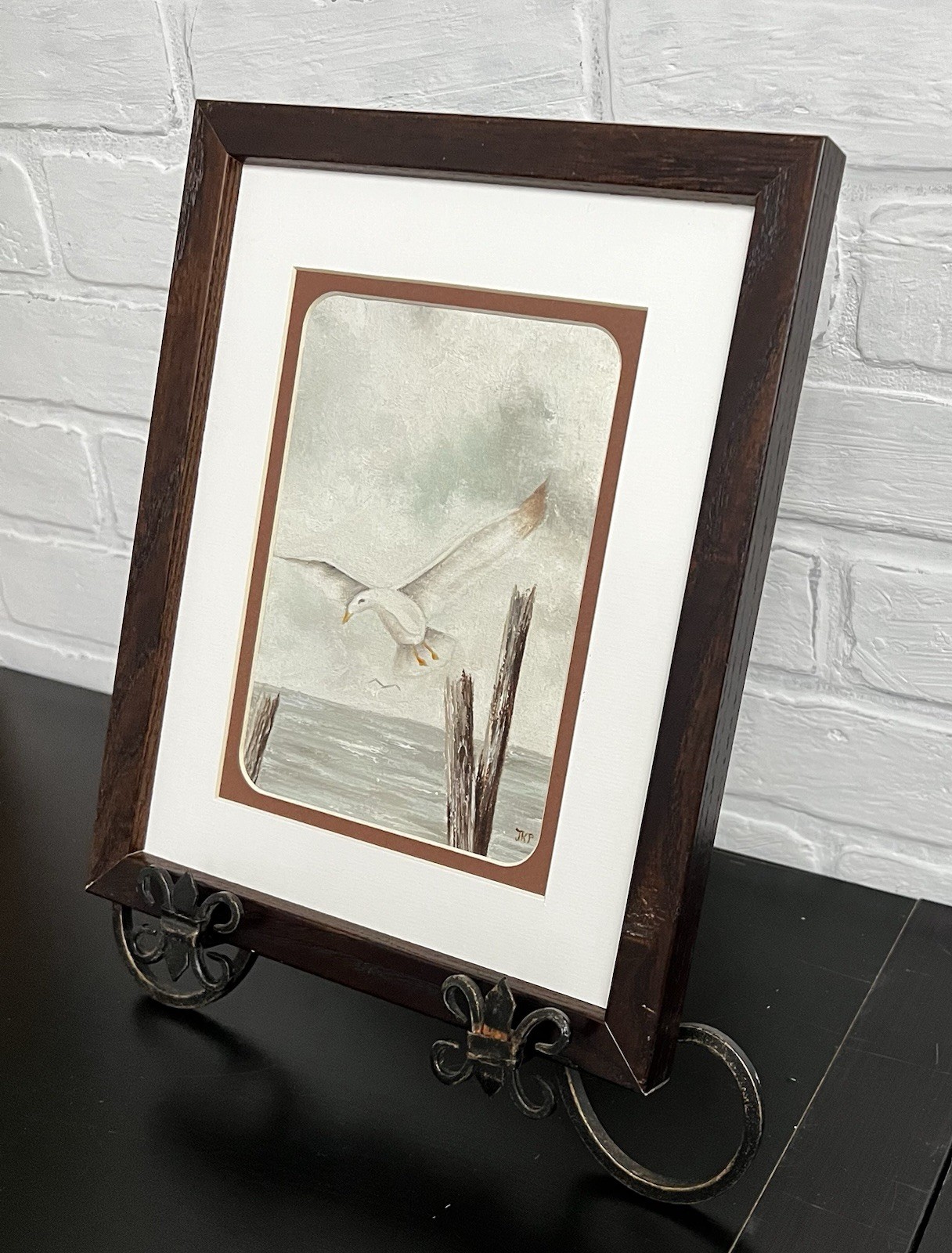Coastal Framed Signed Seagull Painting Original Beach Nautical