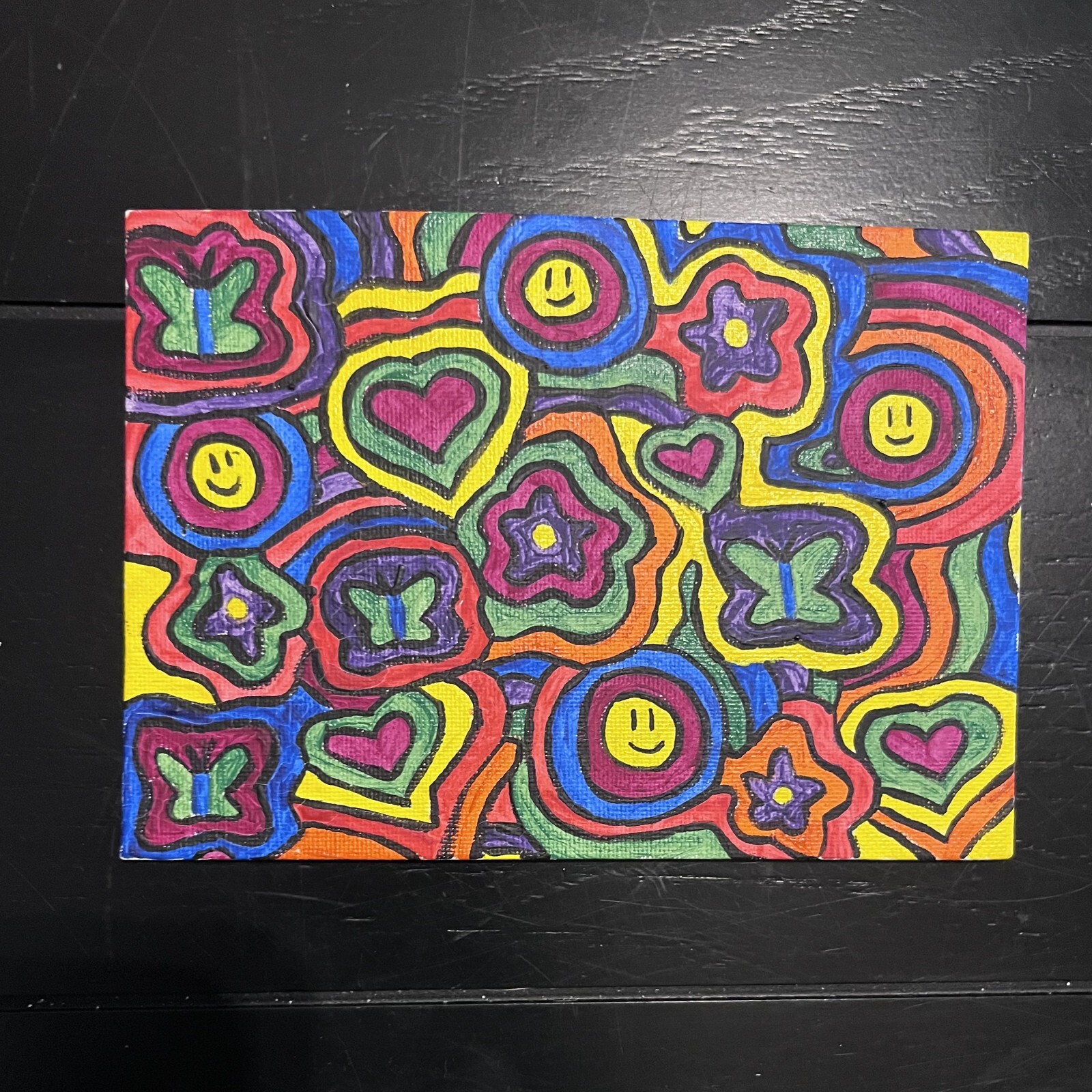 Painting Acrylic Canvas Spring Primary Colors 7X4X3.4